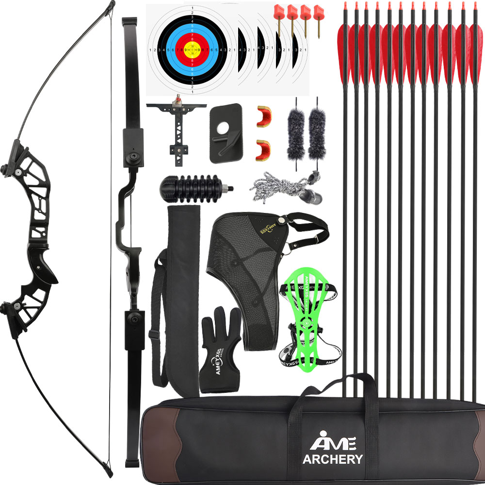 Adjustable Draw Weight Straight Bow 30-53lbs Archery Set – Black