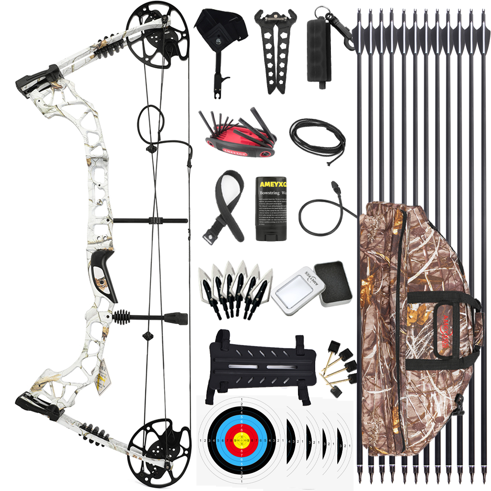 Kaimei Qin 35-70lb White Compound Bow Set 320FPS