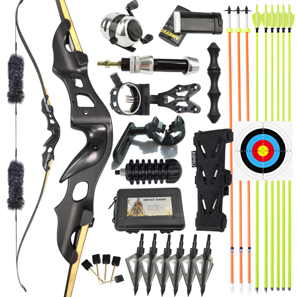 60" Aluminum Alloy Recurve Bow 30-60lbs for Hunting