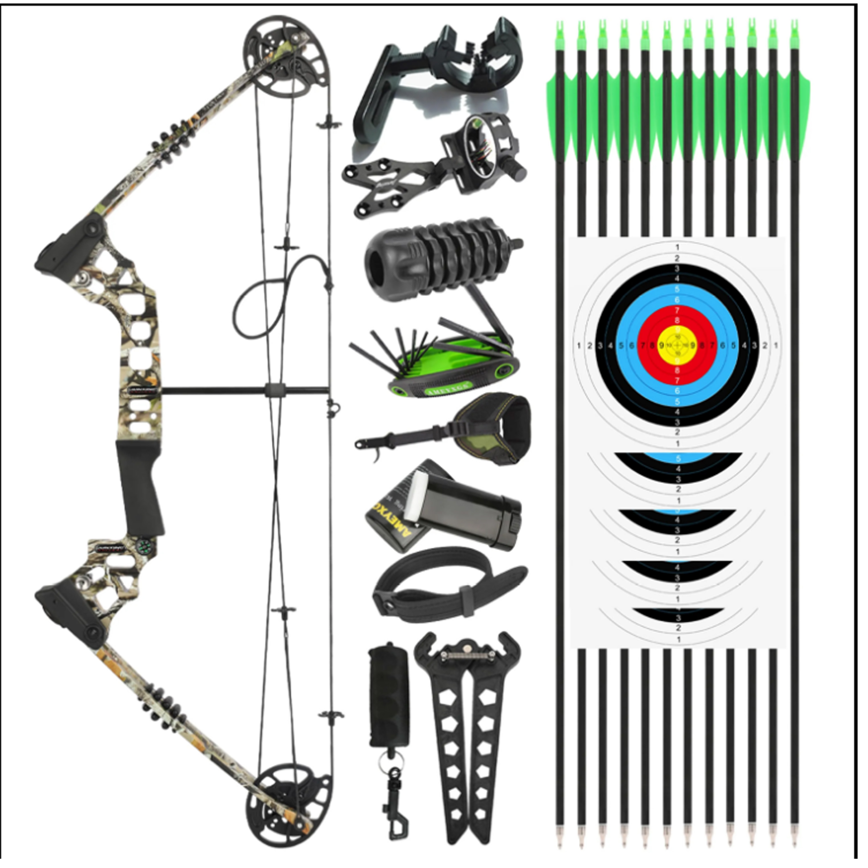 JUNXING Dragon X8 Compound Bow and Arrow Set 20-70 lbs RH