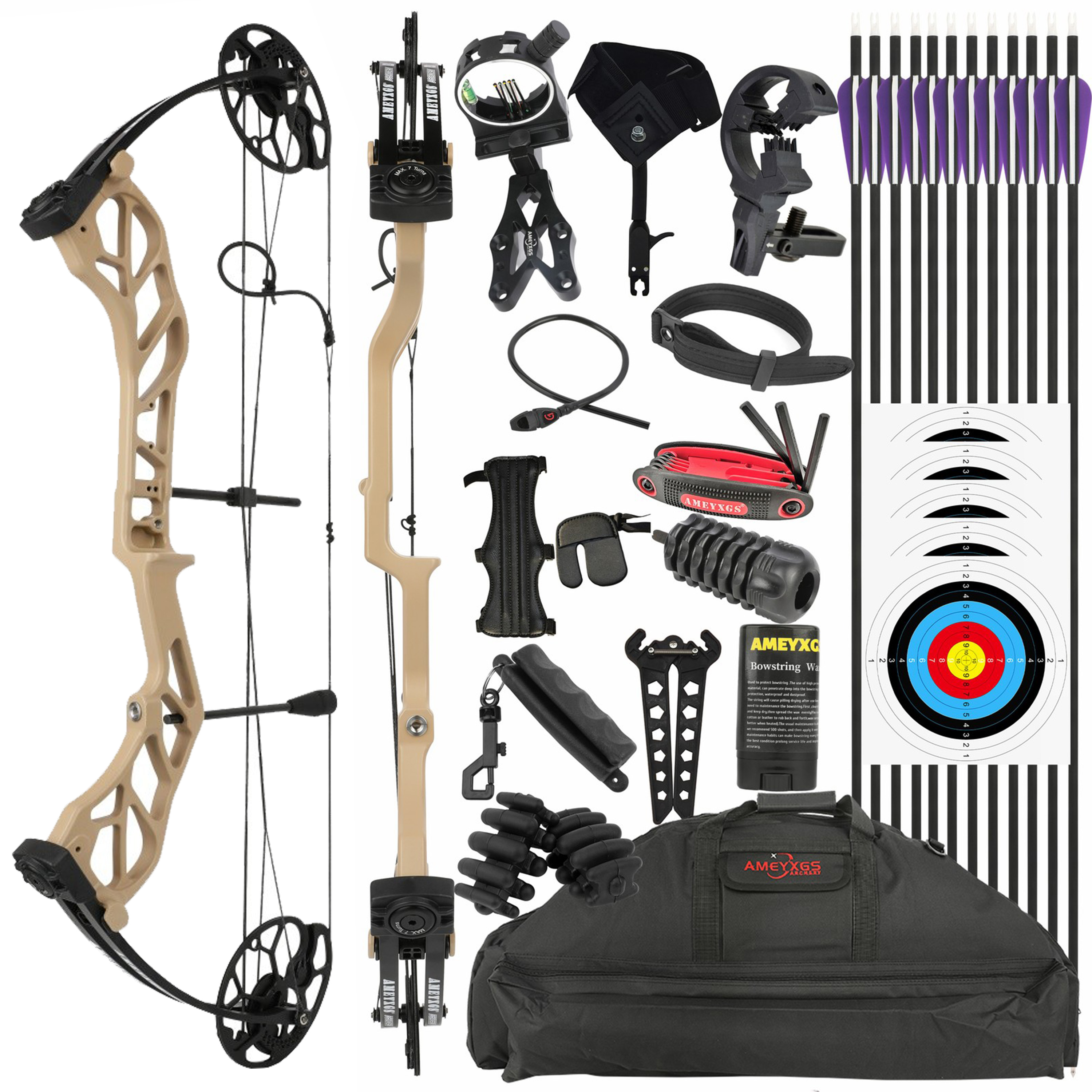 AMEYXGS E8 Compound Bow Adjustable 19-70lb Hunting