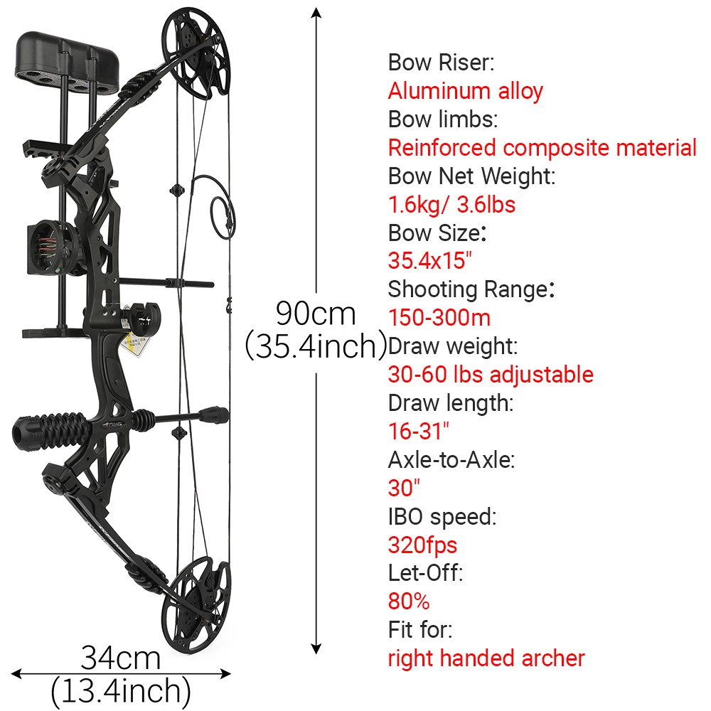  Compound Bow Kit 320fps Arrows Hunting Archery Adult 