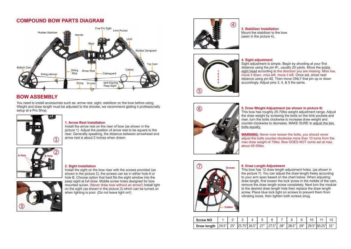 M125 Compound Bow Set 15–70lbs Adjustable 30" 