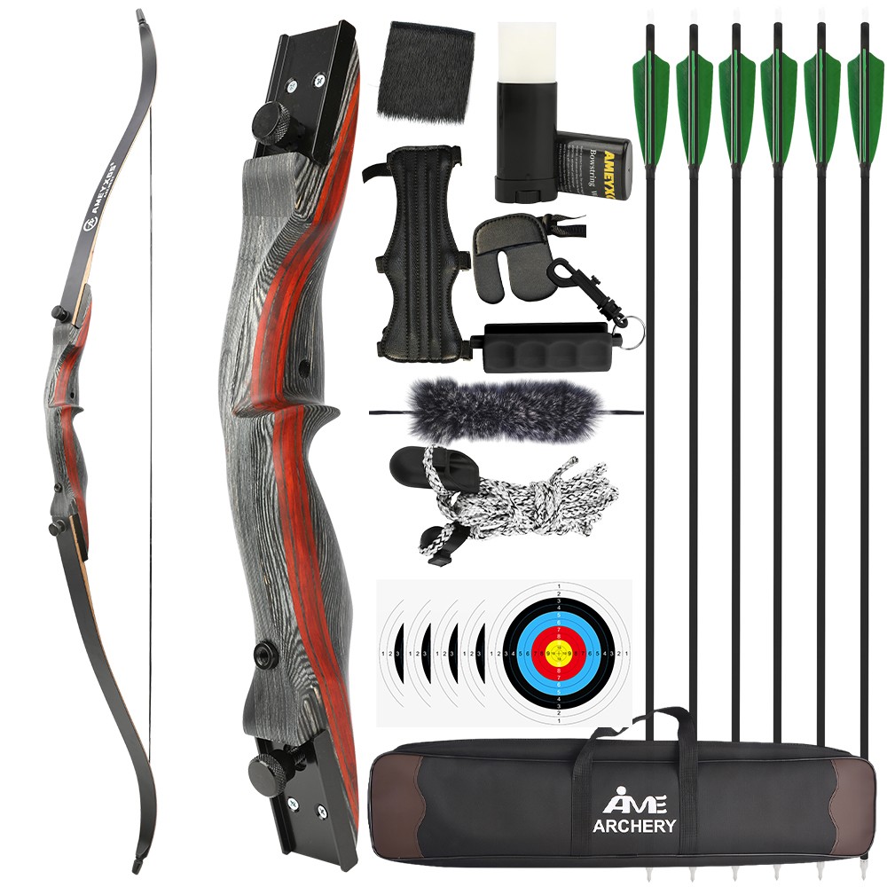 62" Takedown Recurve Bow Arrow Set 20-50lbs Wooden Archery Hunting