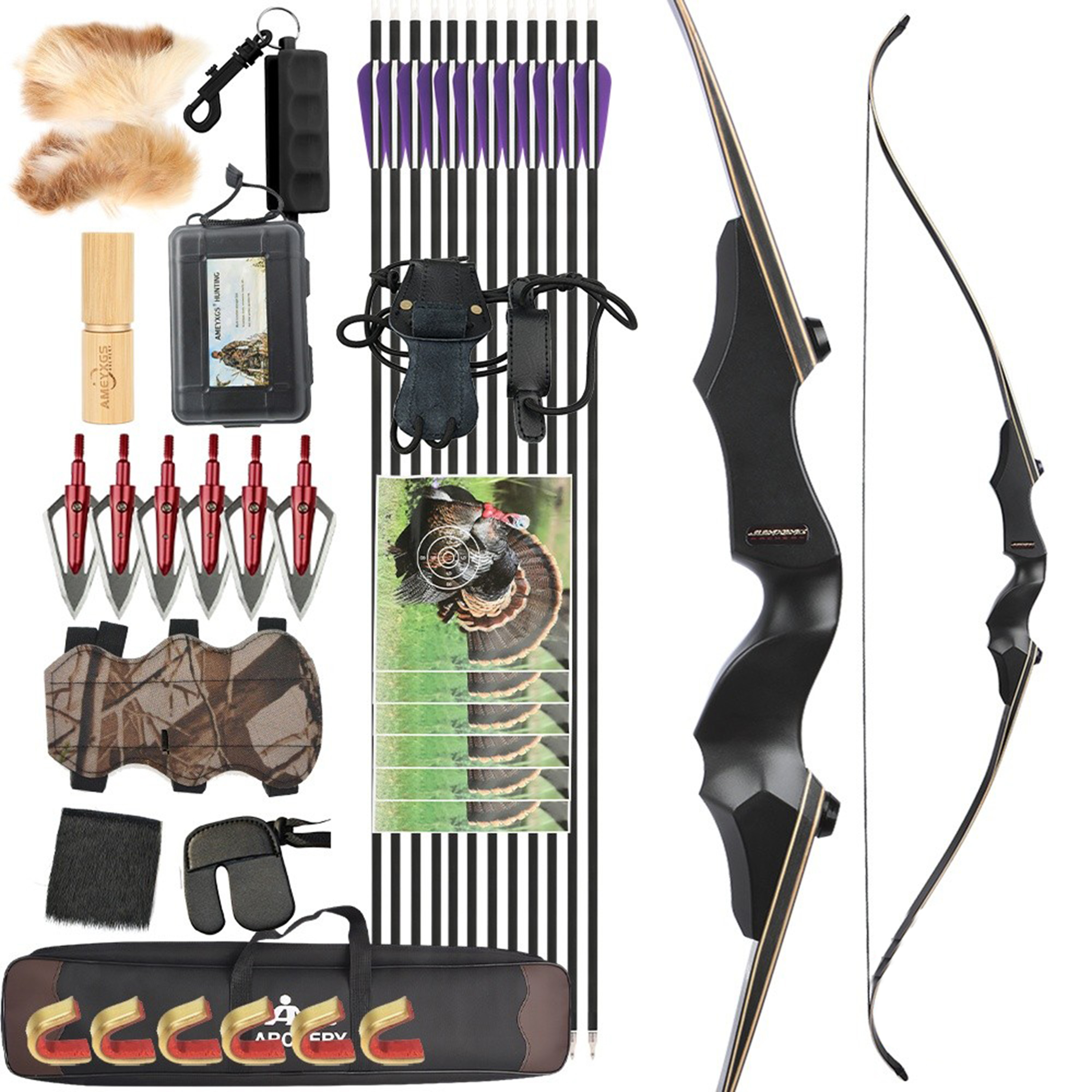 JUNXING F171A 60" Magnesium Alloy Recurve Bow Set55LBS