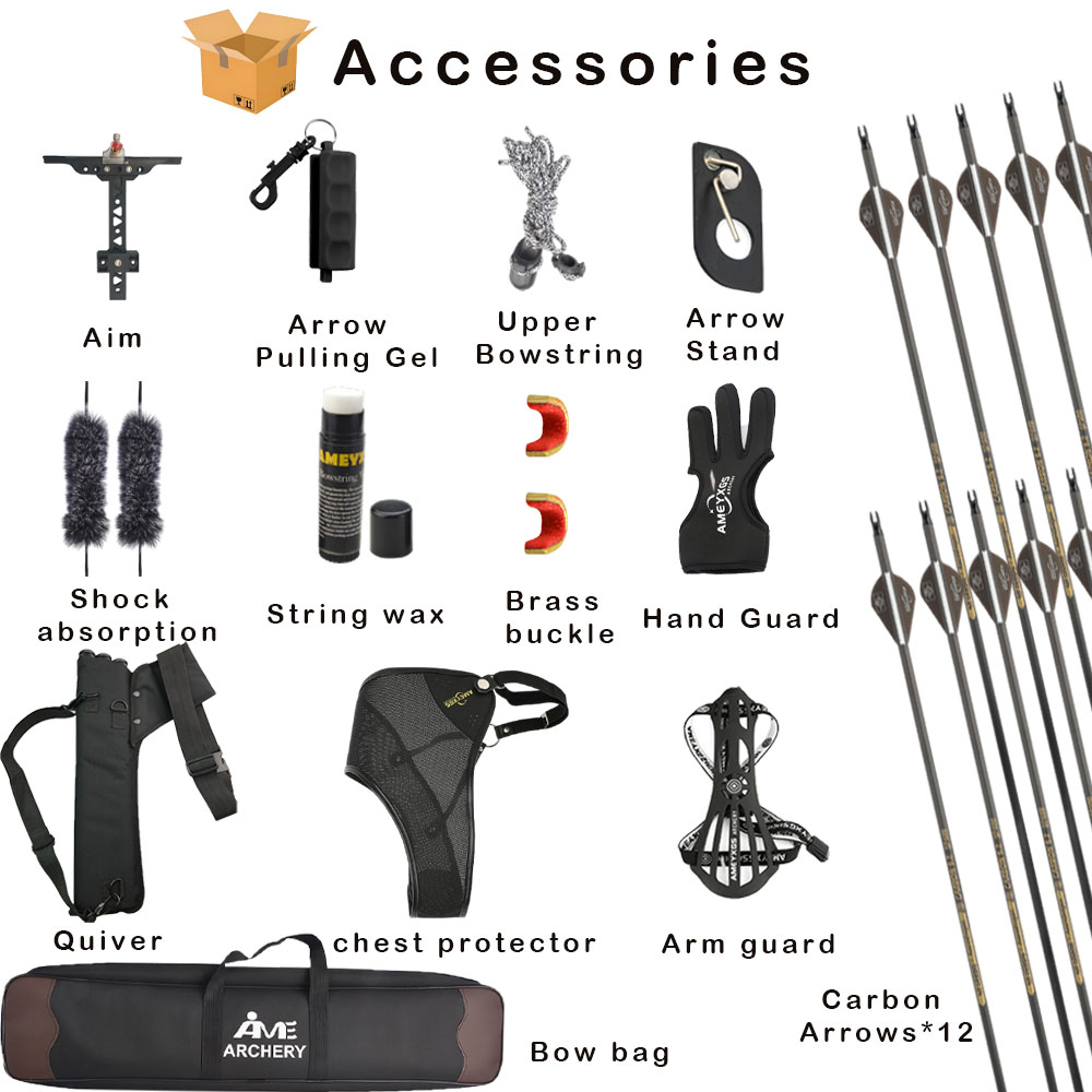 Adjustable Draw Weight Recurve Bow 30-53lbs Full Archery Set – Black