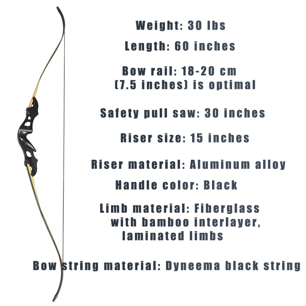 Metal Spirit Cloud 60″ Recurve Bow – 40lb Fiberglass+Bamboo