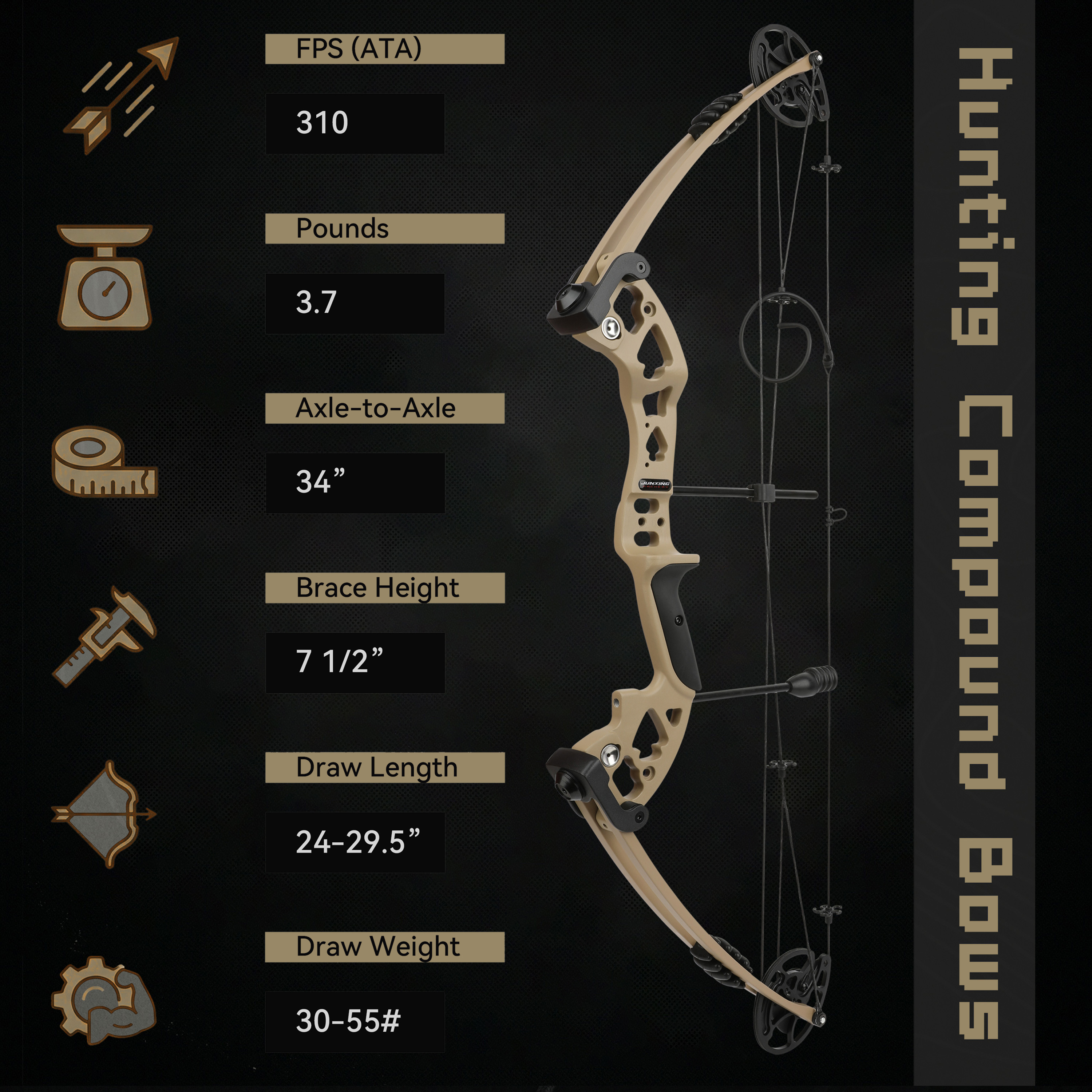 M131 Compound Bow Kit 30-55lbs Adjustable Hunting 310FPS