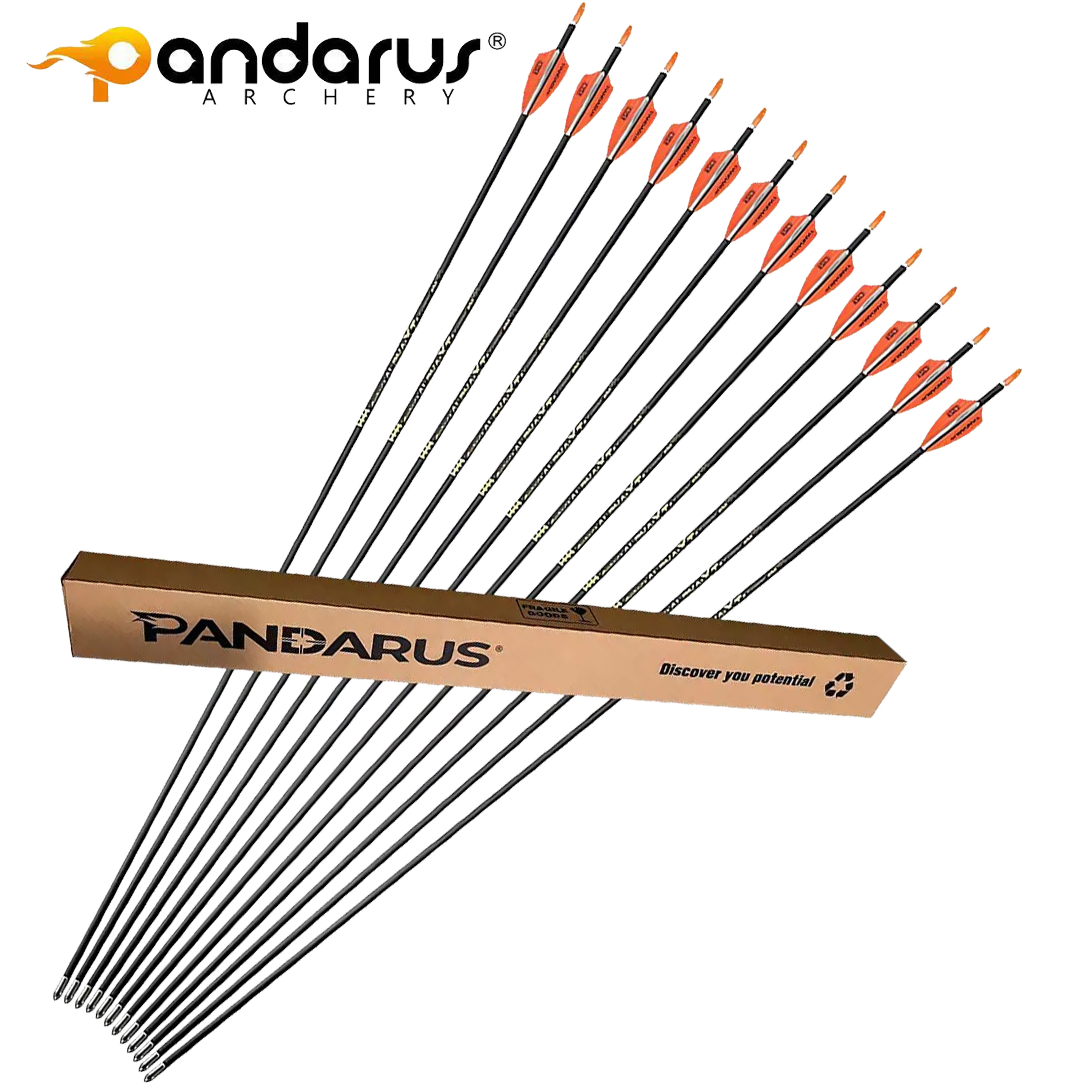PANDARUS ALPHA-XT Series Pure Carbon Arrows ID4.2mm SP300-1500 12X