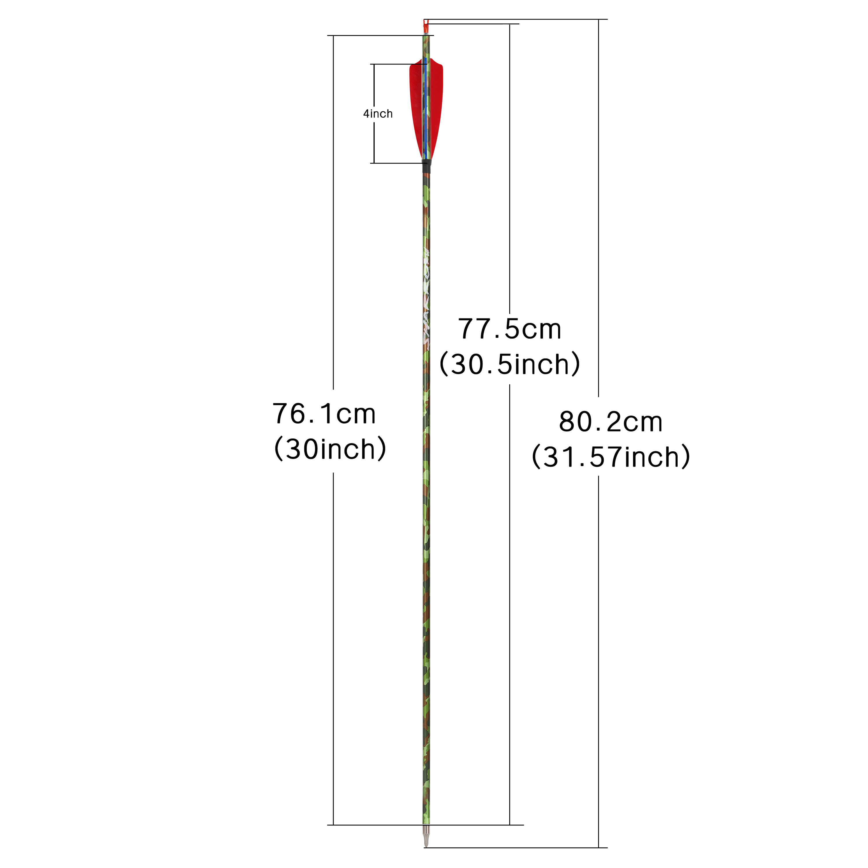 Hunting Arrows 4" Feather 340 Spine Carbon Shaft