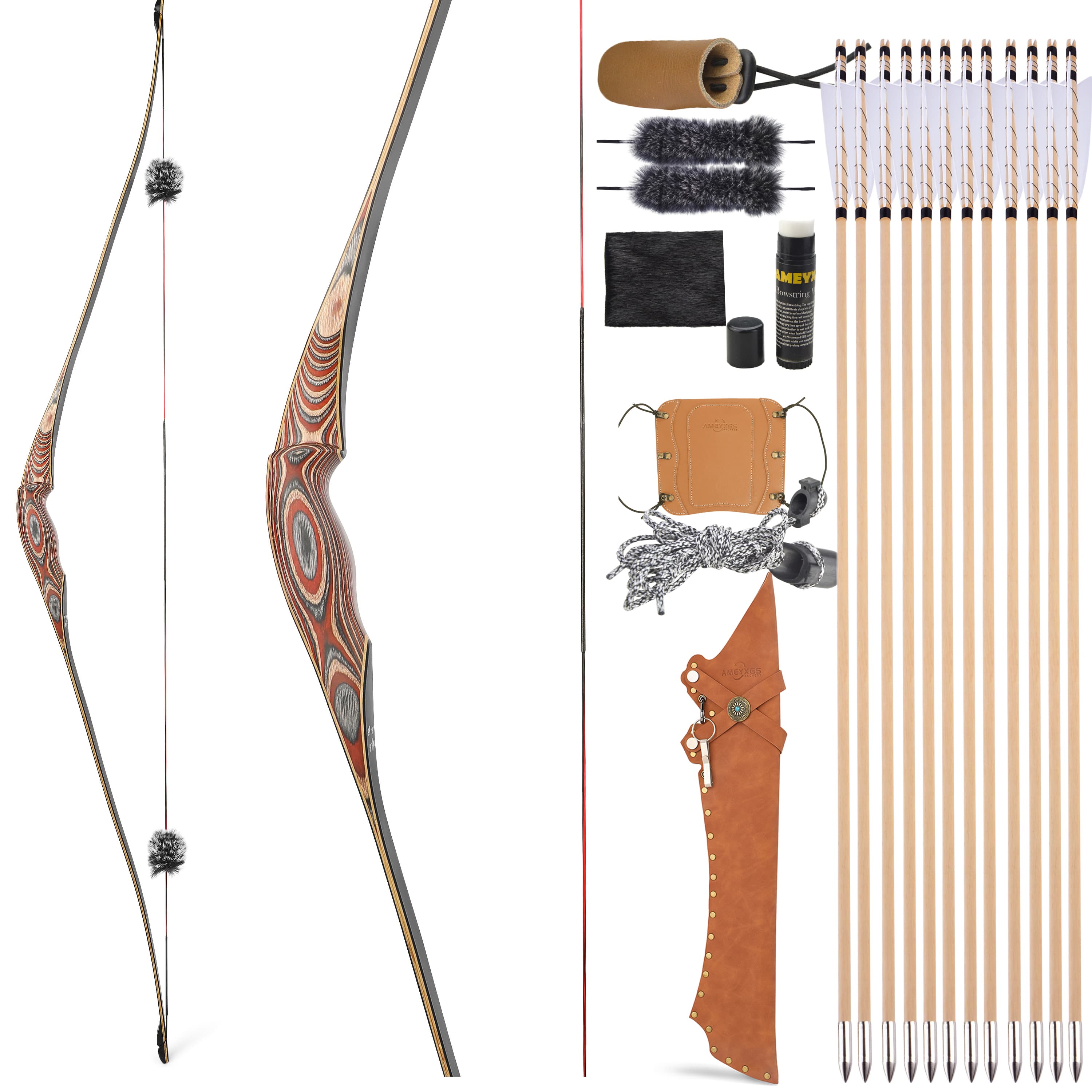 58'' Traditional Bow Hybrid Longbow Takedown 20-55lbs