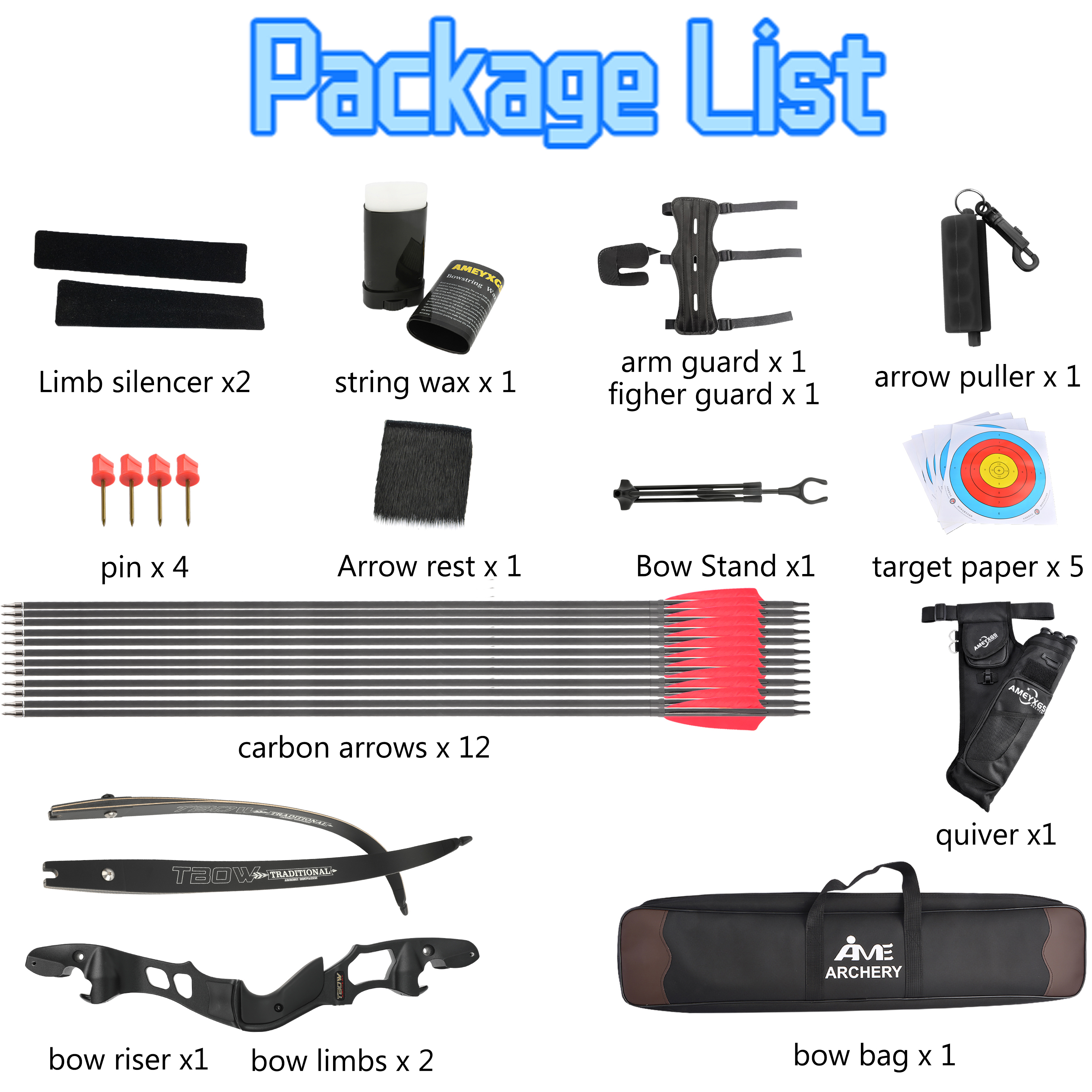 TBOW 62" Recurve Bow ILF Takedown Hunting Bow 25-60lbs