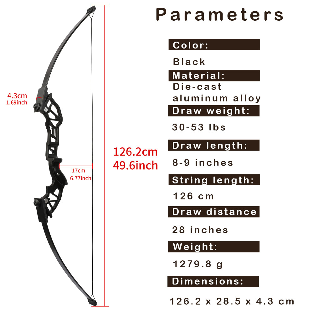 Adjustable Draw Weight Straight Bow 30-53lbs Archery Set – Black
