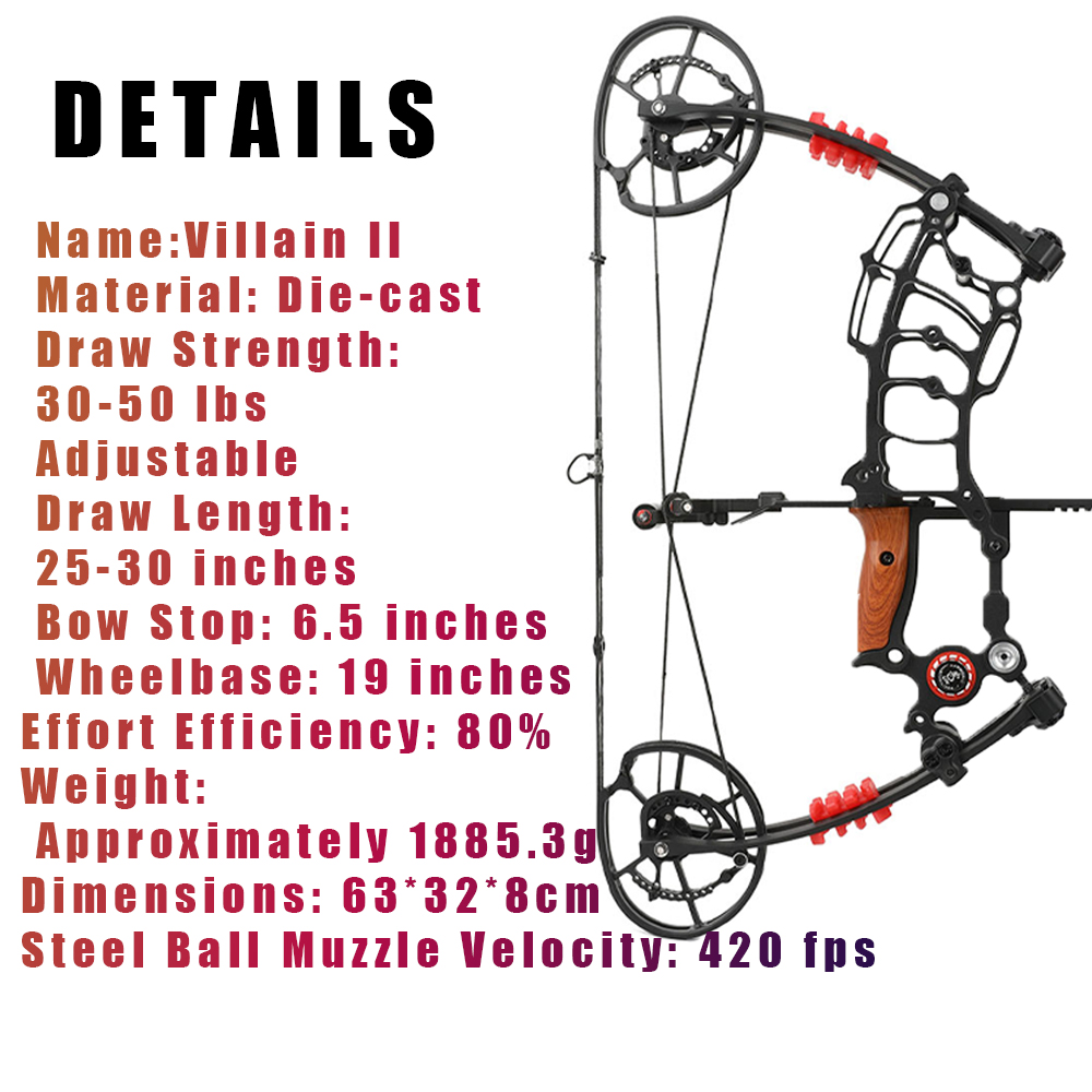 Villain II Compound Bow Set 30-50lbs 420FPS with Full Accessories