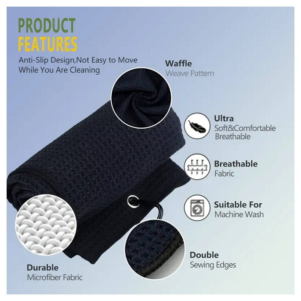 Towel Soft 40*60cm Embroidered Golf Towel Clean Clubs Ball Clip Golfers