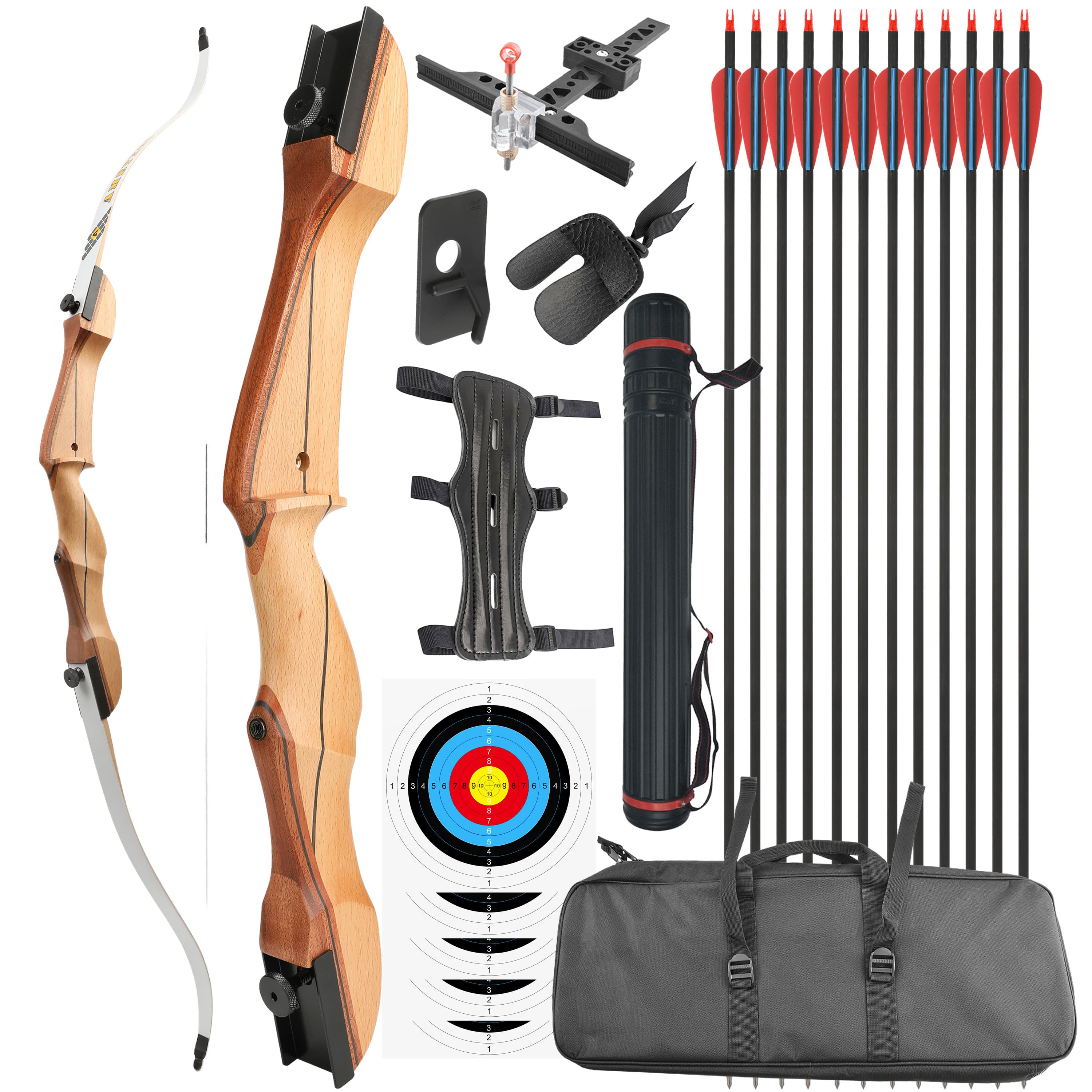 66" Recurve Bow Set 14-24lbs Complete Archery