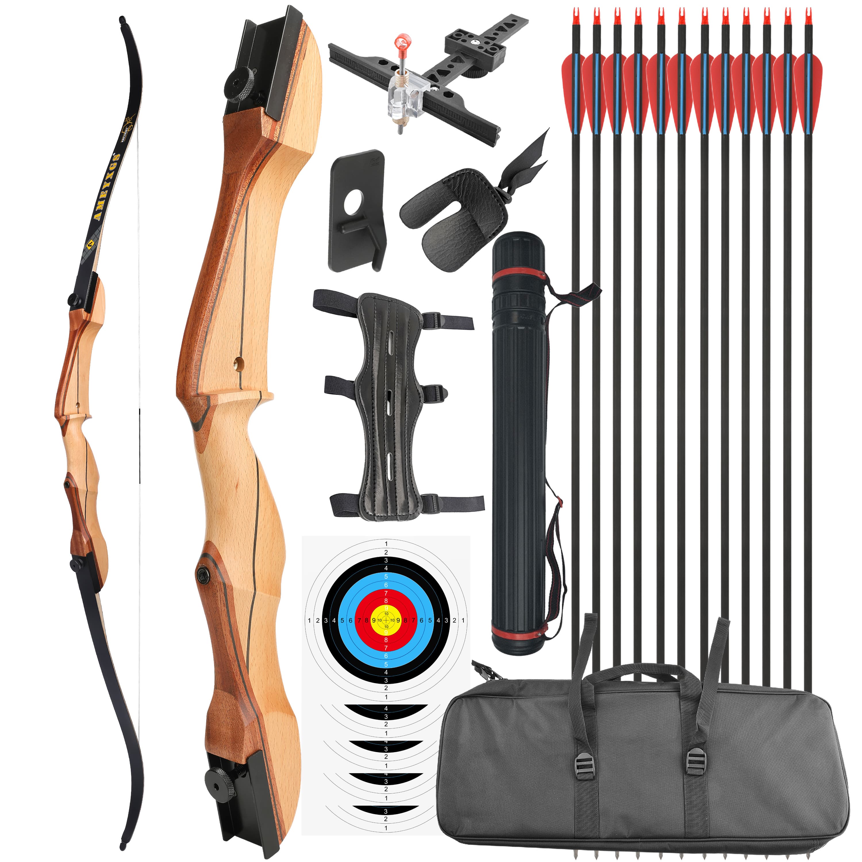 66" Recurve Bow Set 14-24lbs Complete Archery