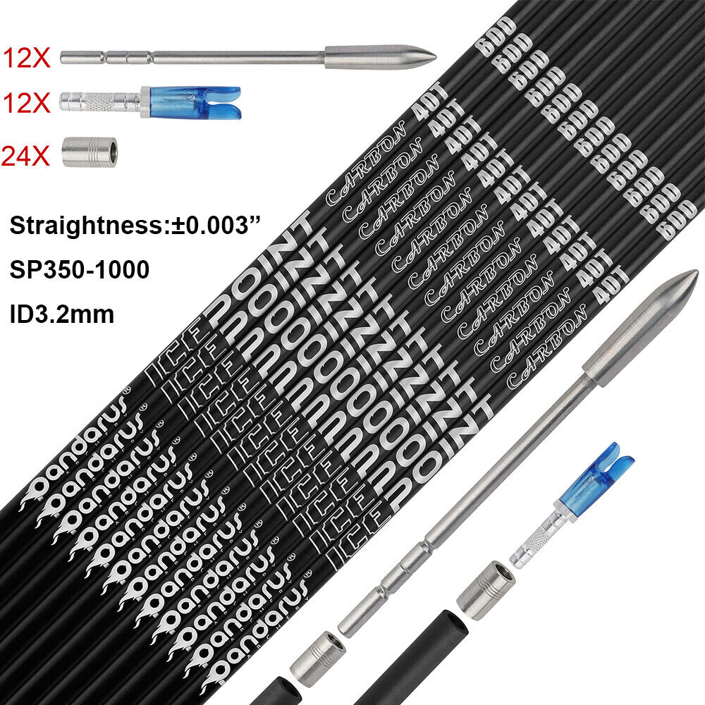 12X 40T Carbon Arrows SP350-1000 Hunting Arrows 3.2mm Archery Hunting PANDARUS