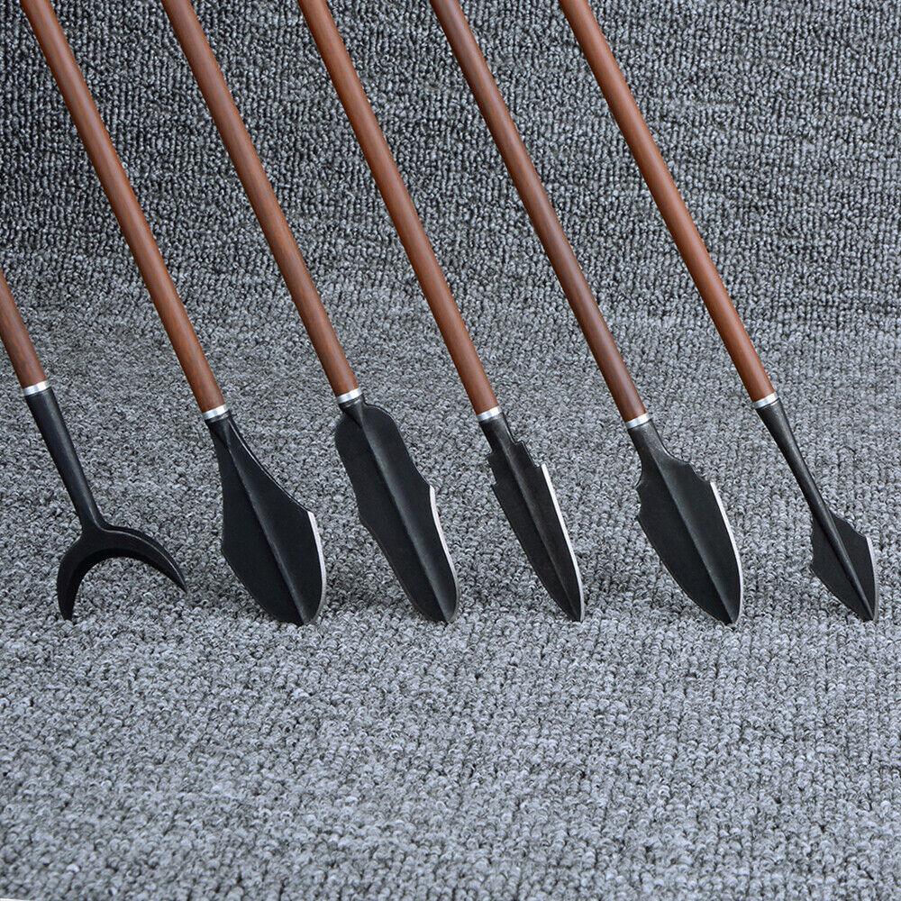 6 Archery Retro Arrowheads Traditional Broadheads Screw Tips Bow Hunting Shoot