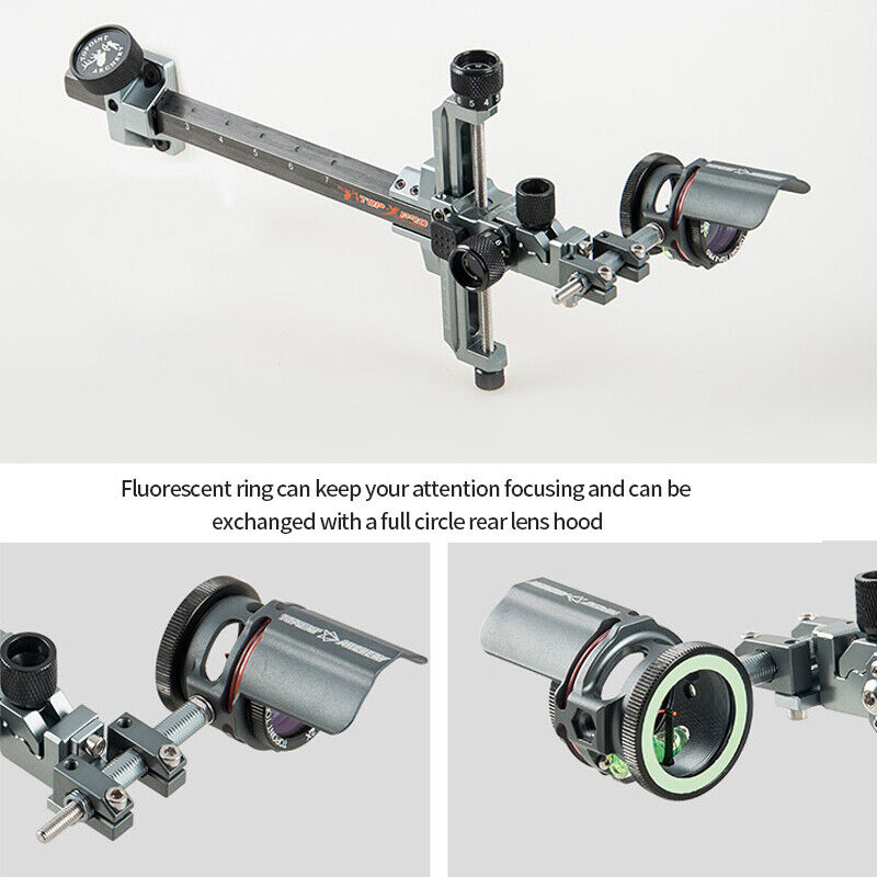Compound Bow Sight 9" Carbon Bar Scope Sight 2x 4x 6x 8x Lens RH LH Competition