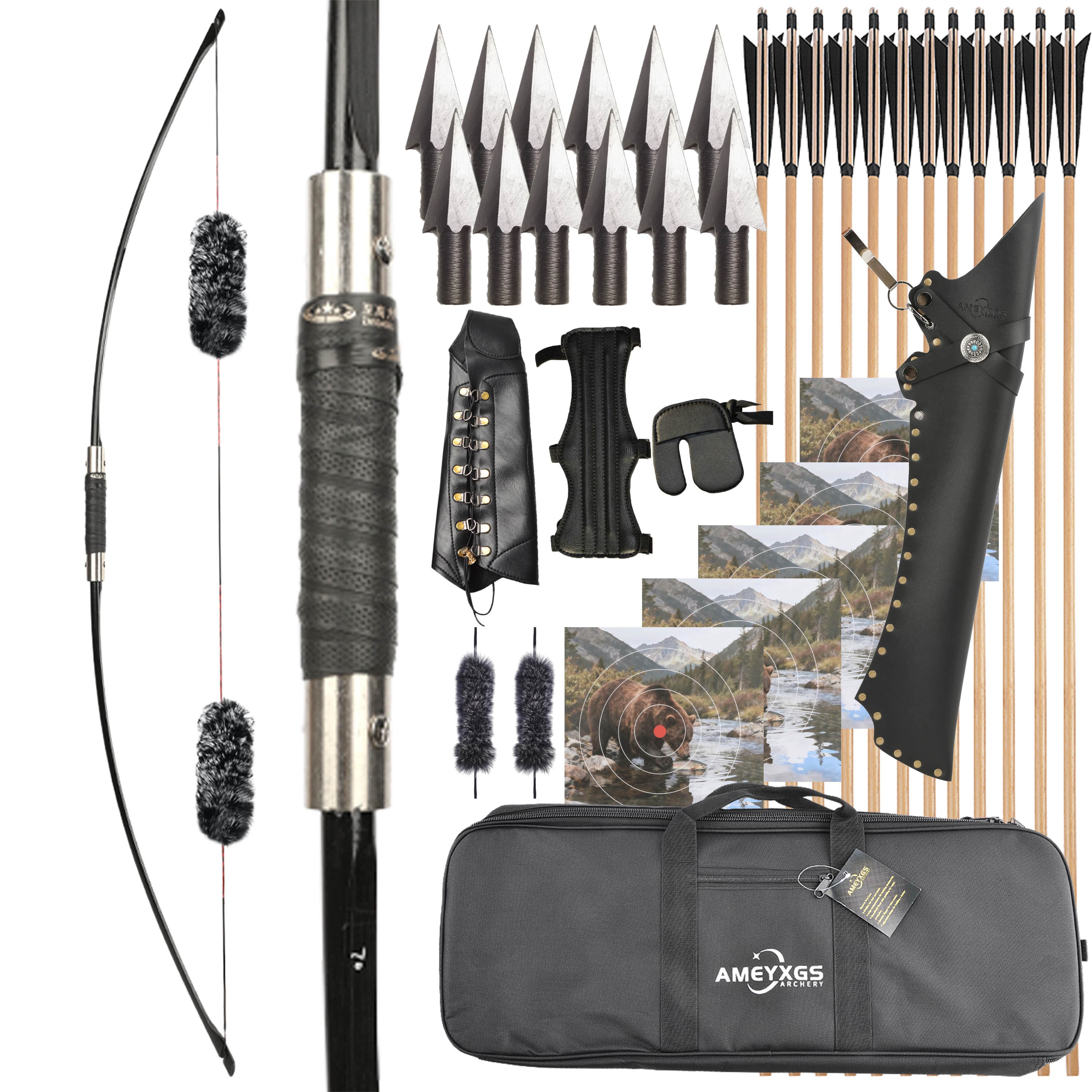 67'' Takedown English Longbow Arrows Traditional Bow Kit 25-120Ibs