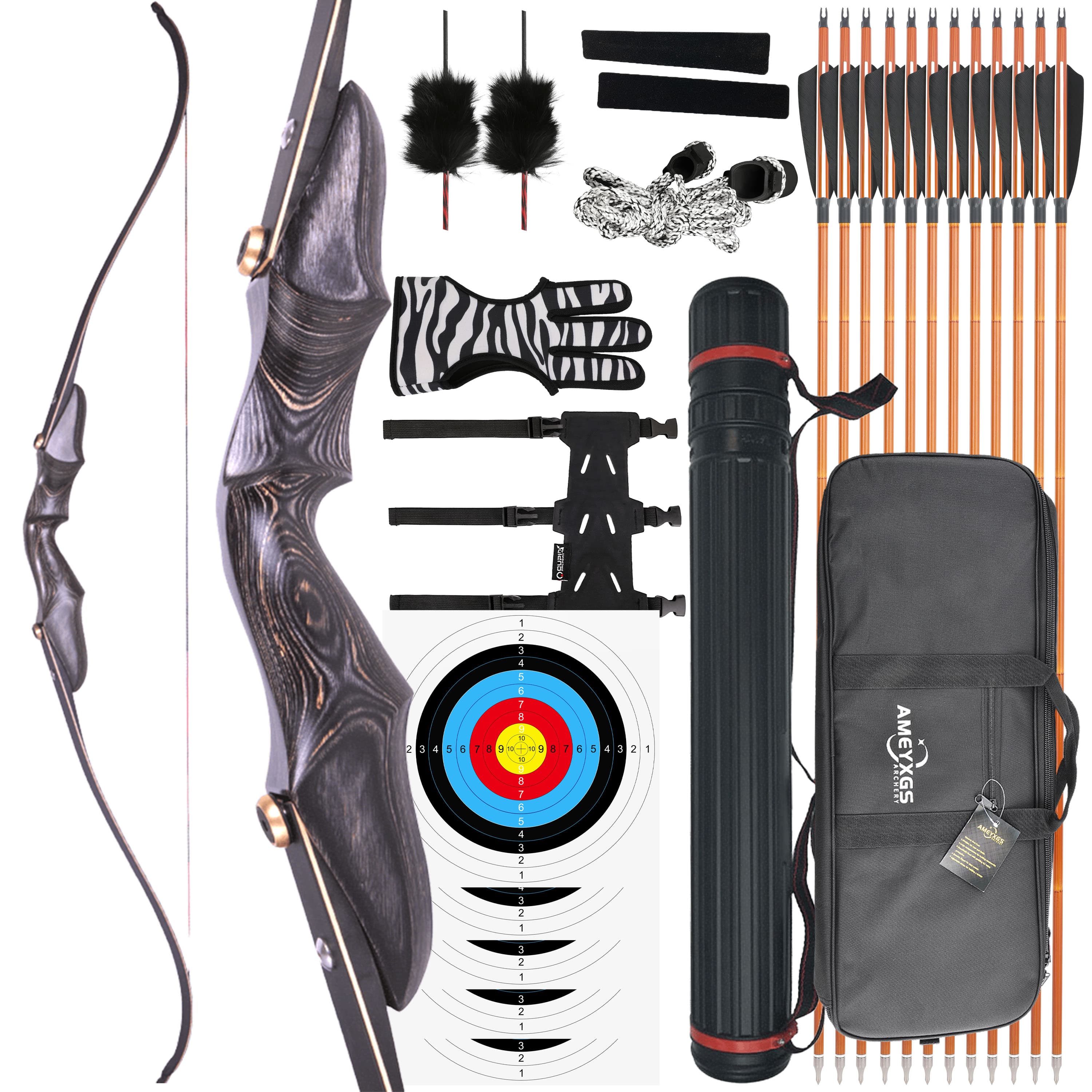 58" Wooden ILF Takedown Recurve Bow for Traditional Archery 20–50 lbs