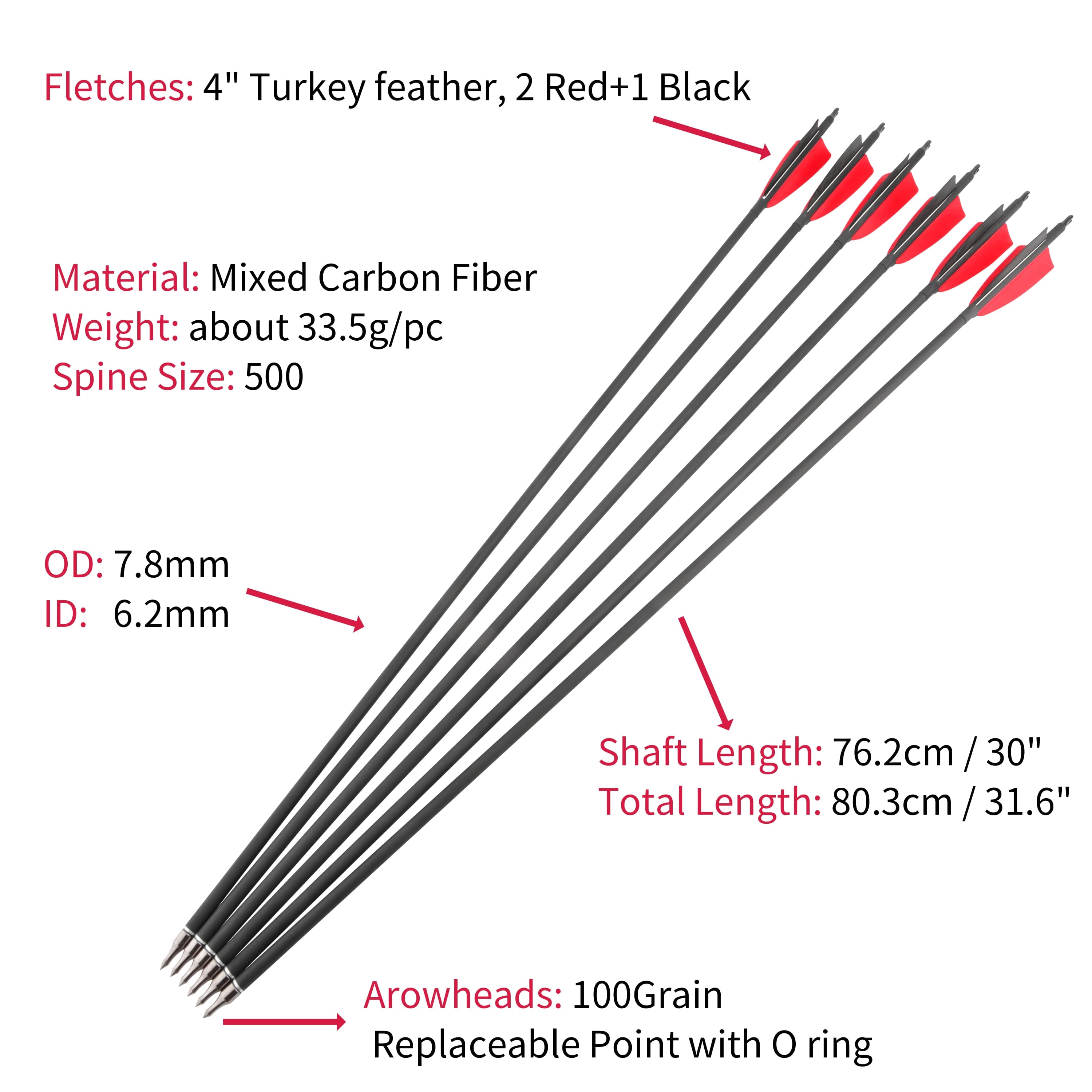 TBOW 64" Recurve Bow Package F Socket 21" Riser 30-50 lbs 