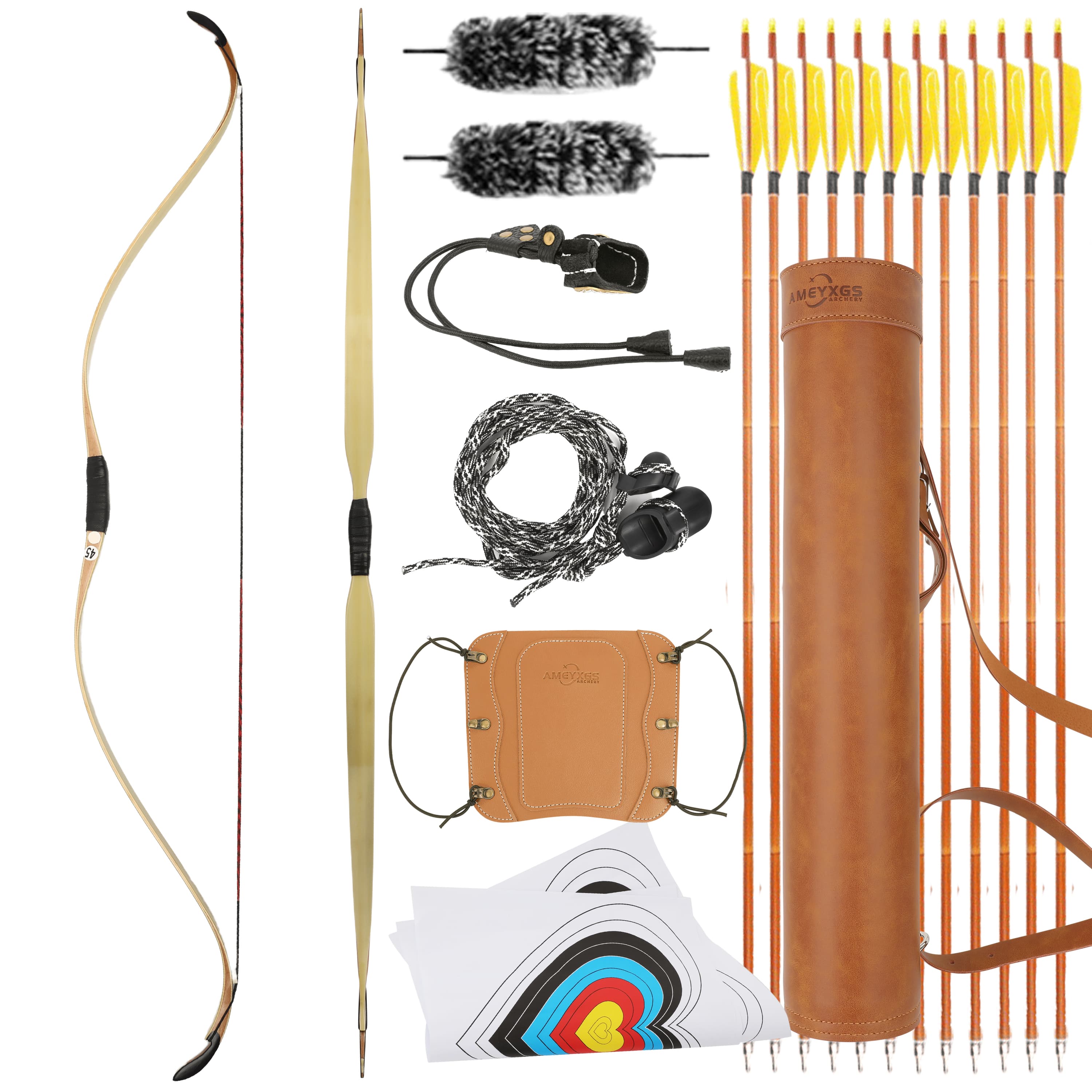  20-45lbs Archery Traditional Bow Recurve Longbow Hunting Target