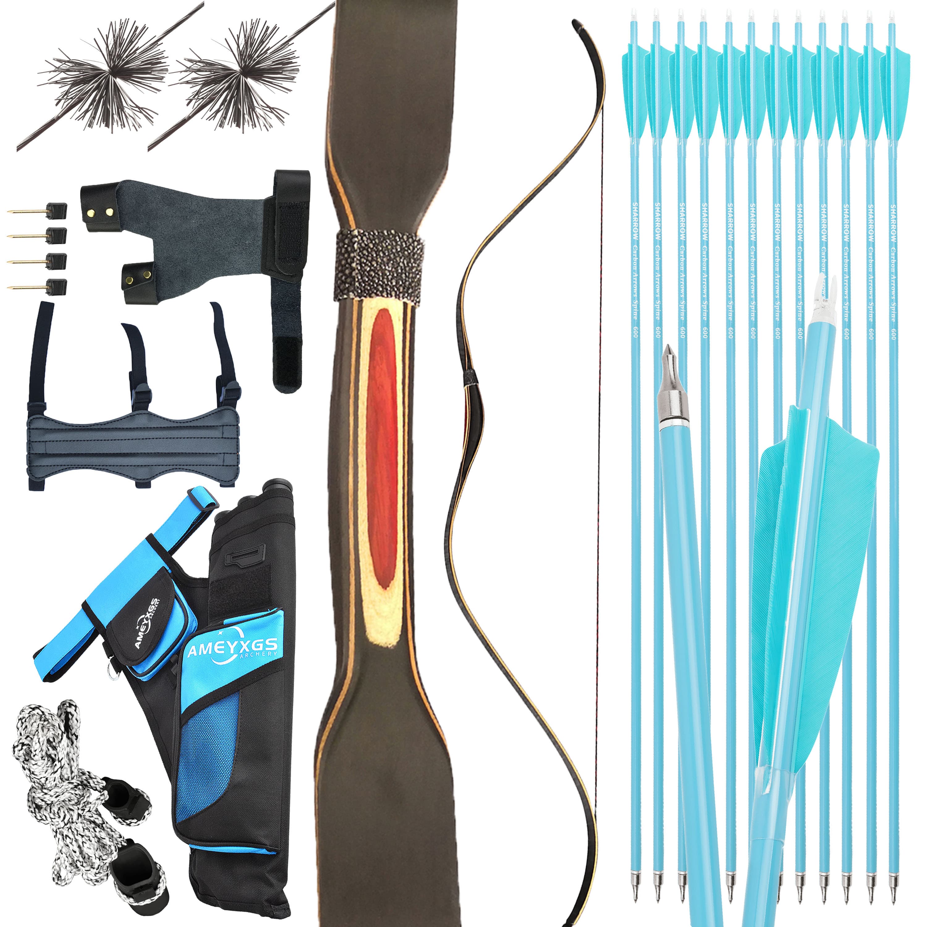 20-35lbs Archery Traditional Bow Set RH LH Hunting Longbow