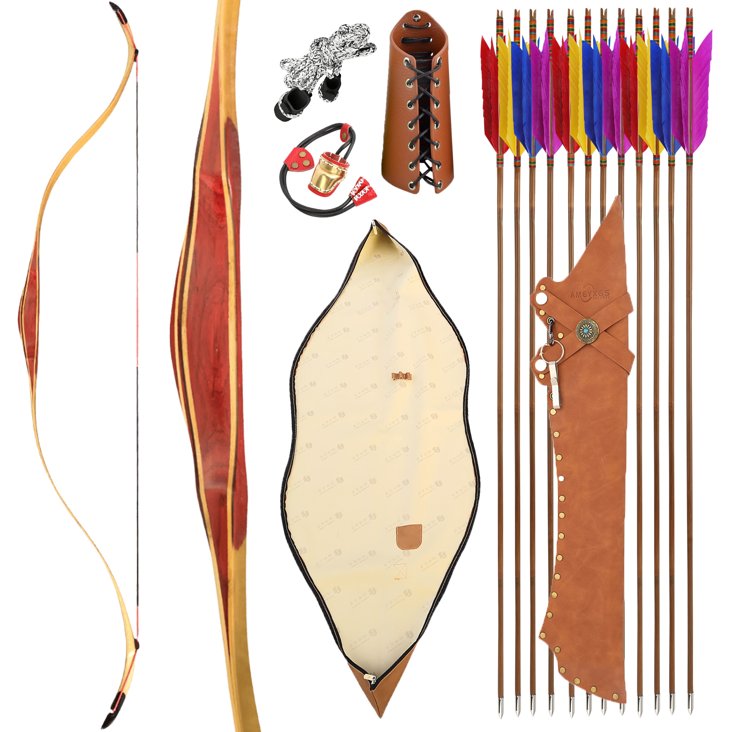 Traditional Bow Kit  15-50lbs Archery Arrow Hunting Bow
