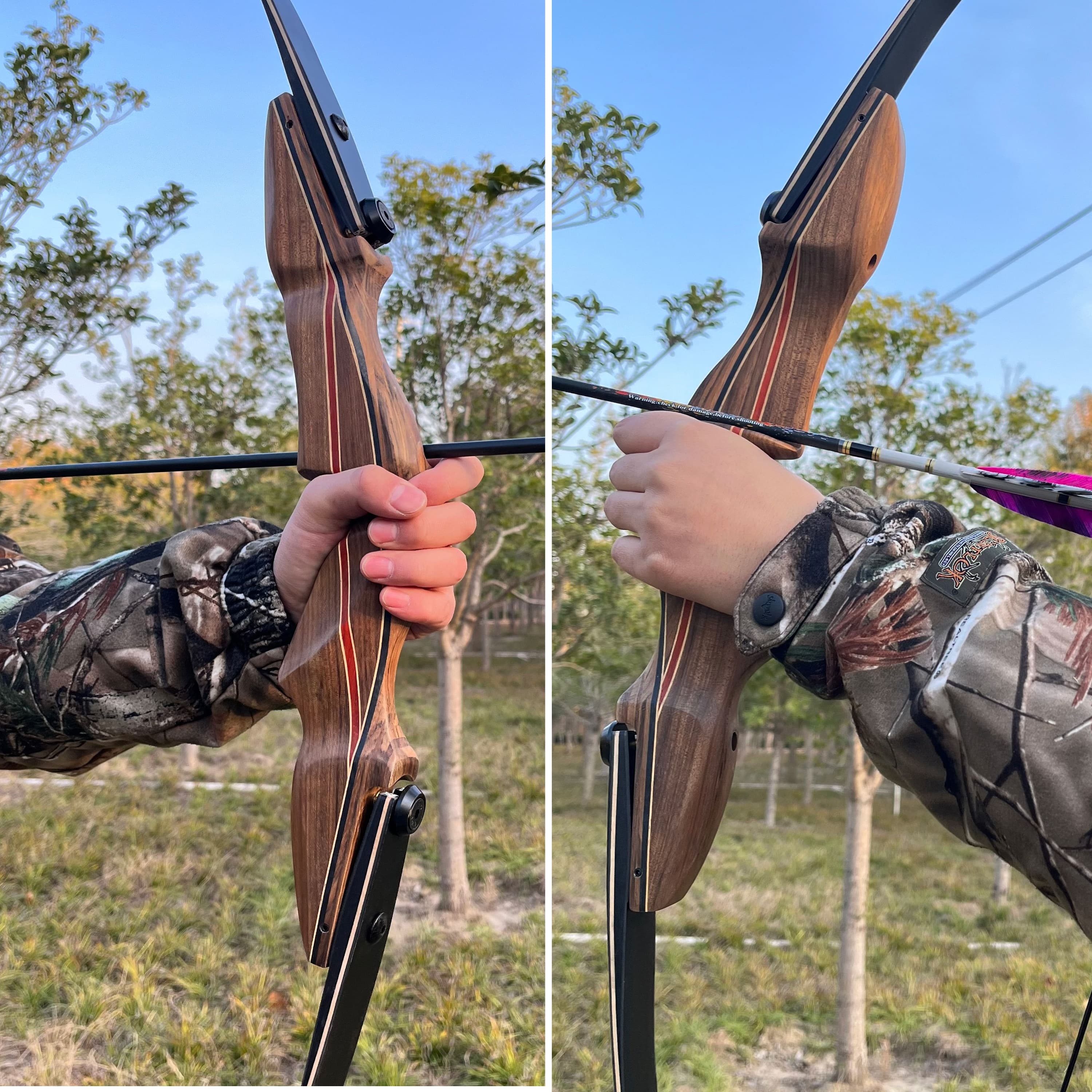 60" Archery Recurve Longbow Bow 30-60lbs Traditional Hunting