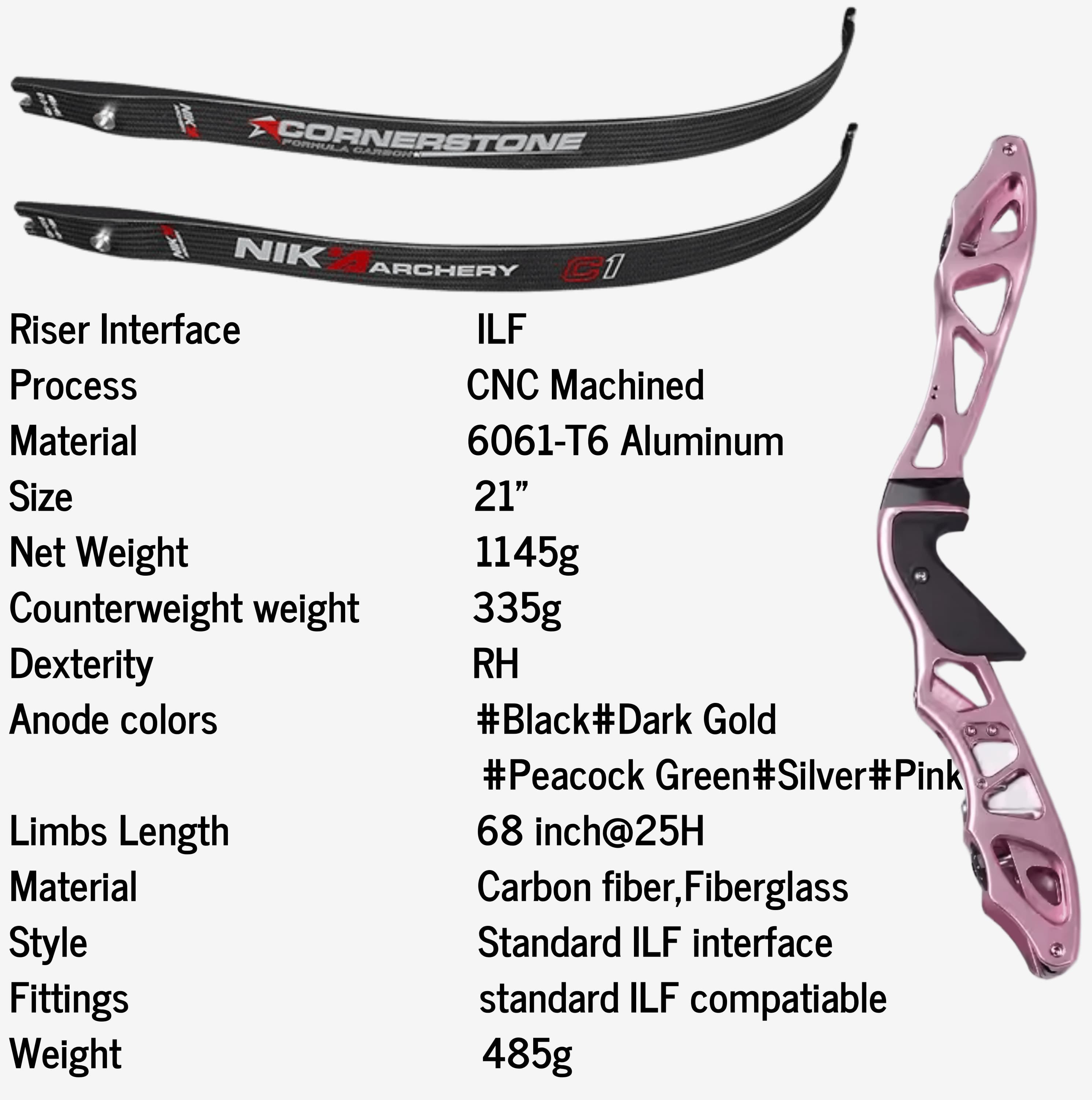 Archery ILF Recurve Bow Set 16-56LBS Hunting RH Bow