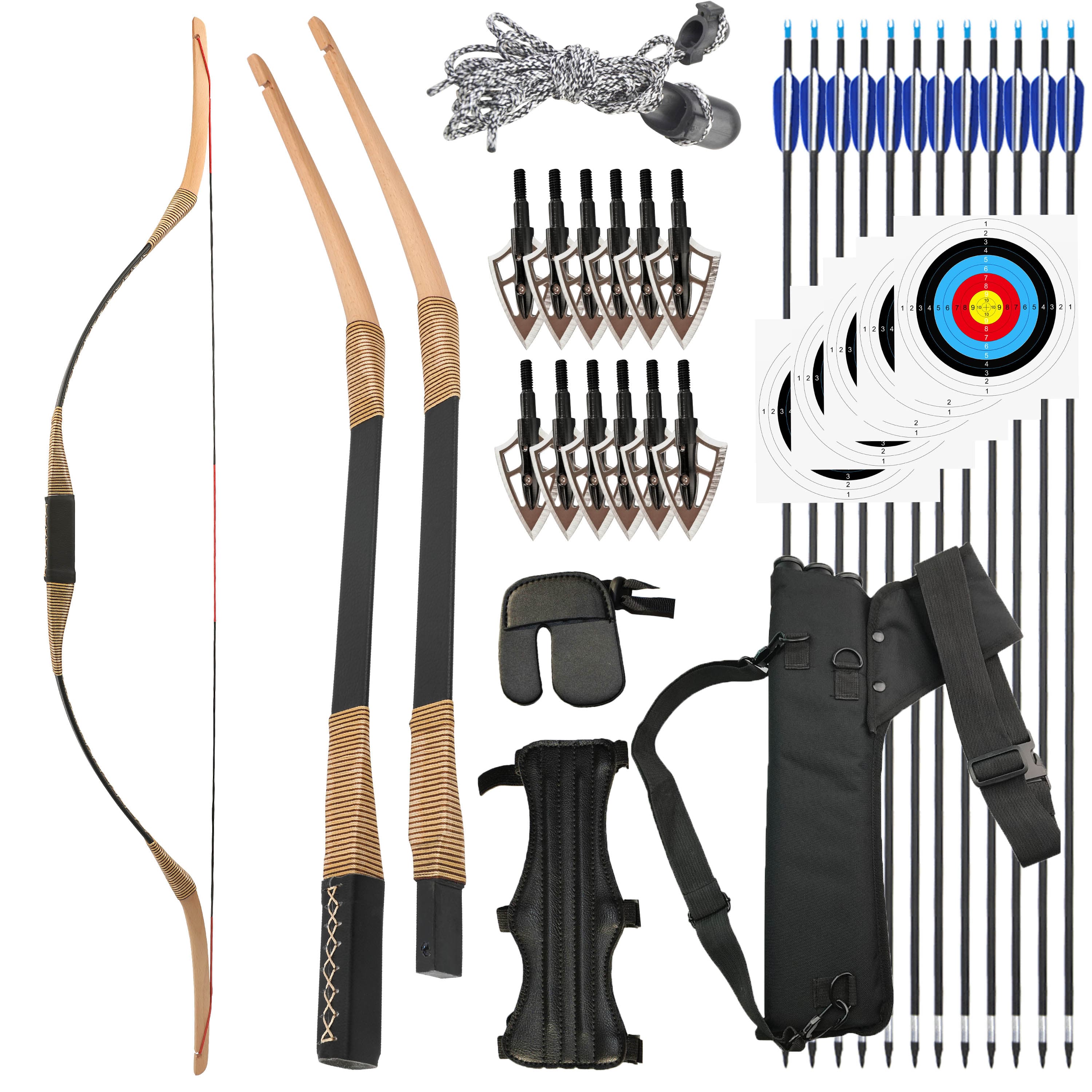 55" Traditional Takedown Wood Horse Bow Kit 20-35lbs RH/LH