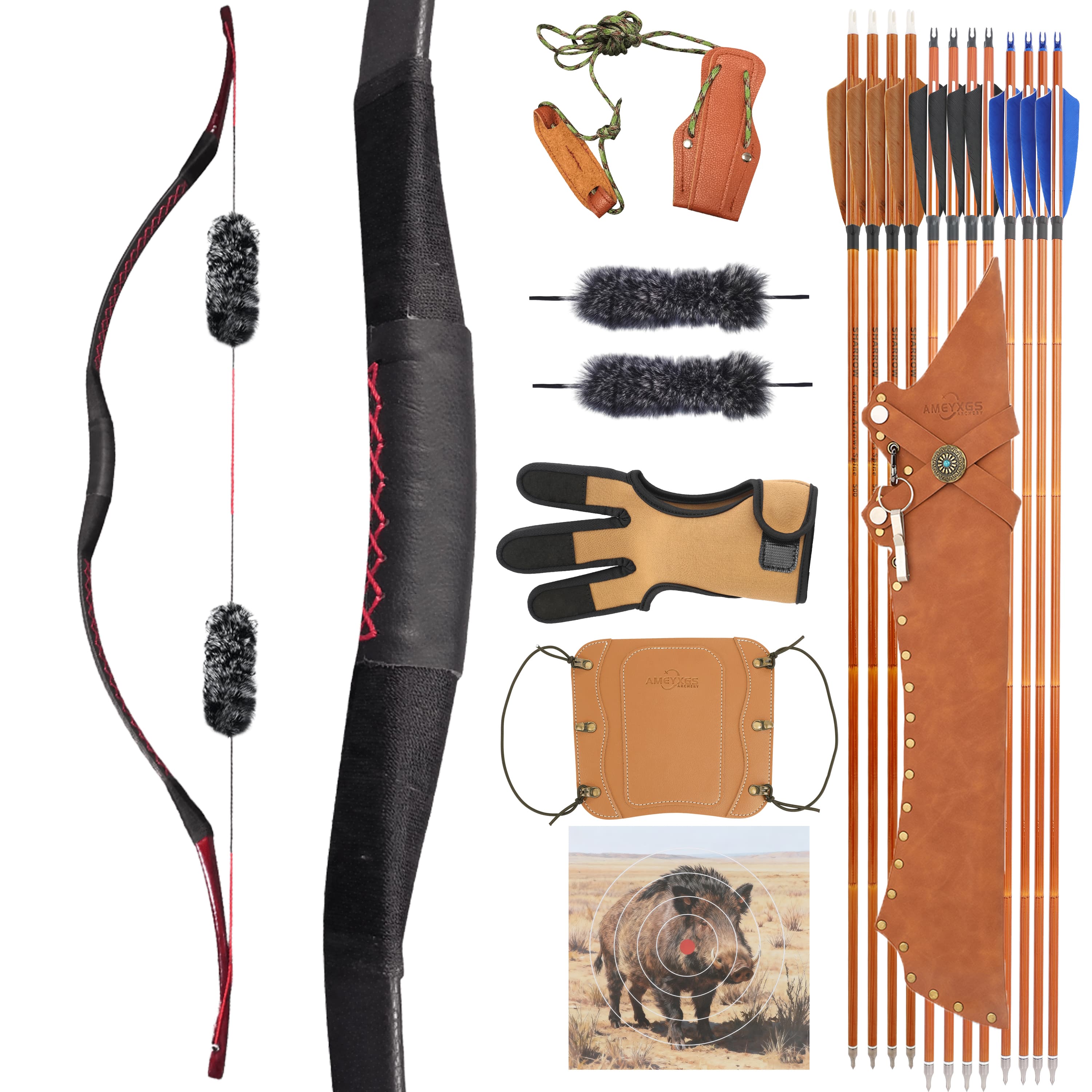 Wooden 25-55lbs Mongolian Recurve Horse bow for Archery