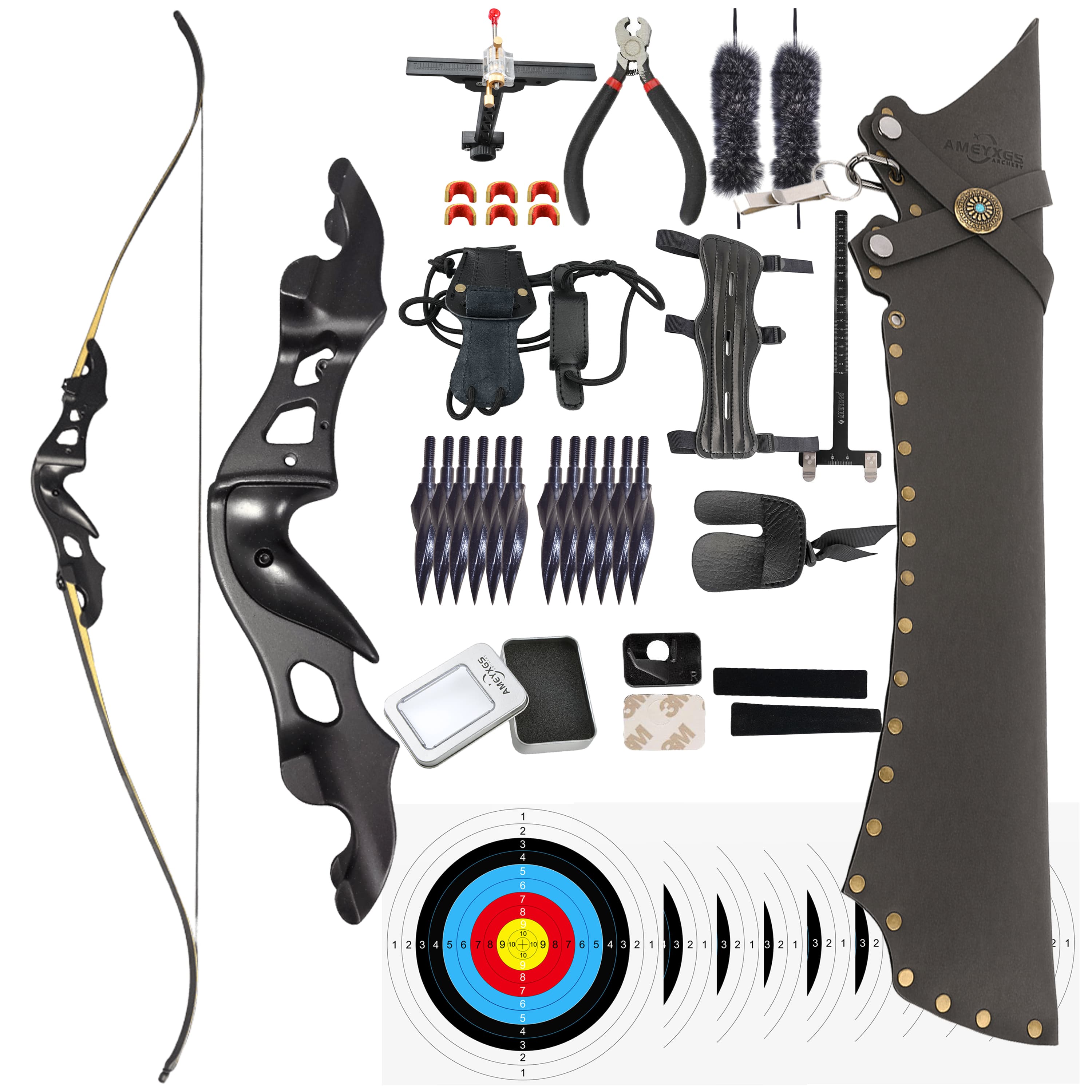 BLACK HUNTER 60" Hunting Bow 20–55lbs Metal Recurve Kit