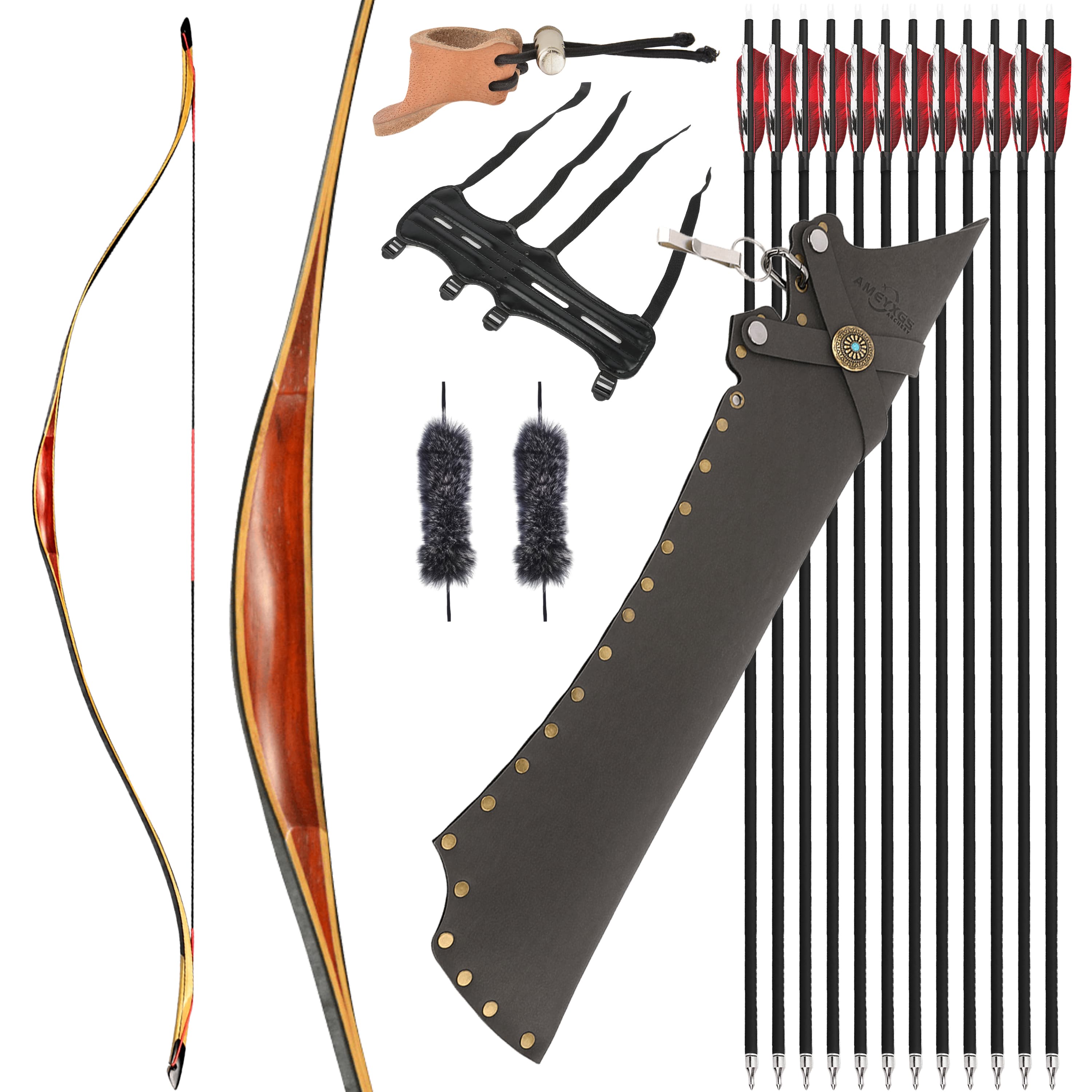 Traditional Handcrafted Recurve Bow 20-50LBS 55" Complete Set