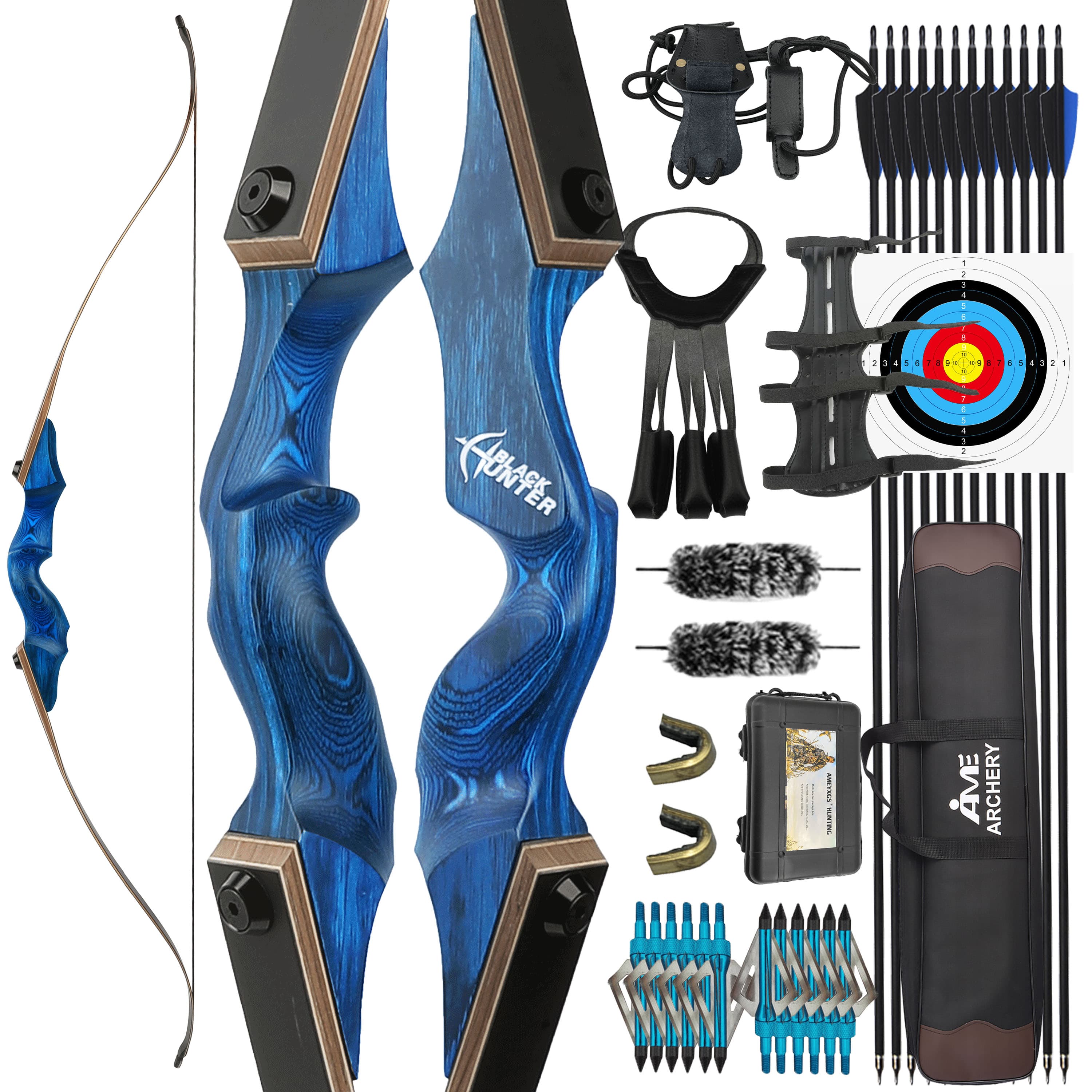 Black Hunter Takedown Recurve Bow 20-60LBS Complete 20-Piece Kit