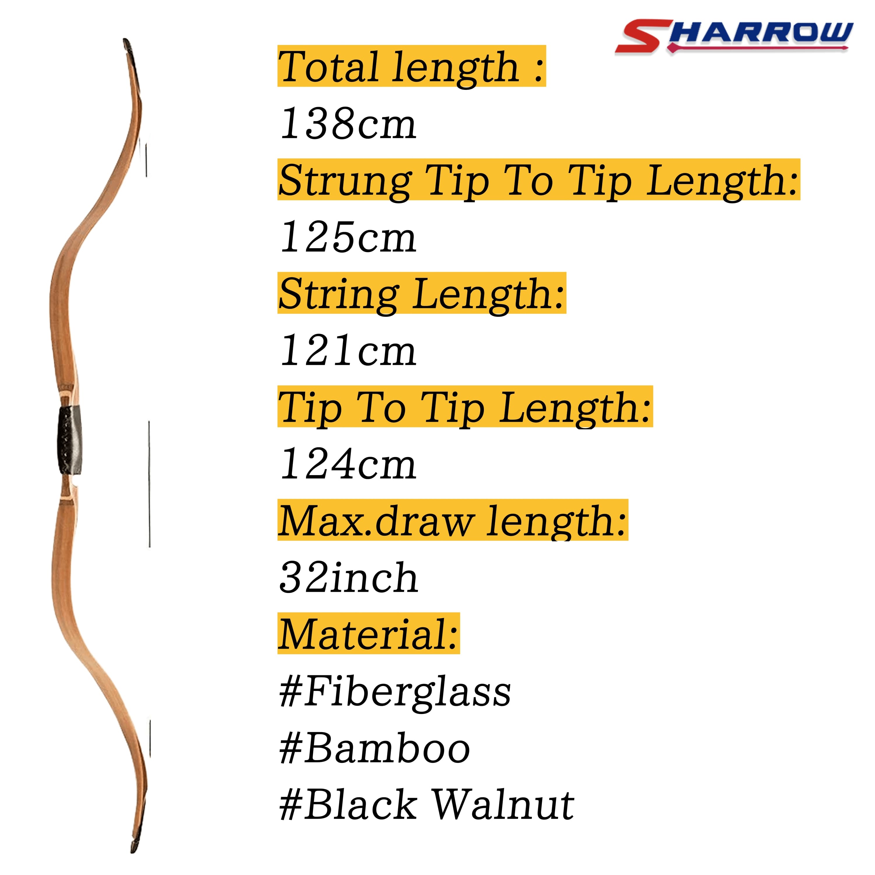 AF Traditional Bow 54" Archery 20-50lbs Hunting Longbow