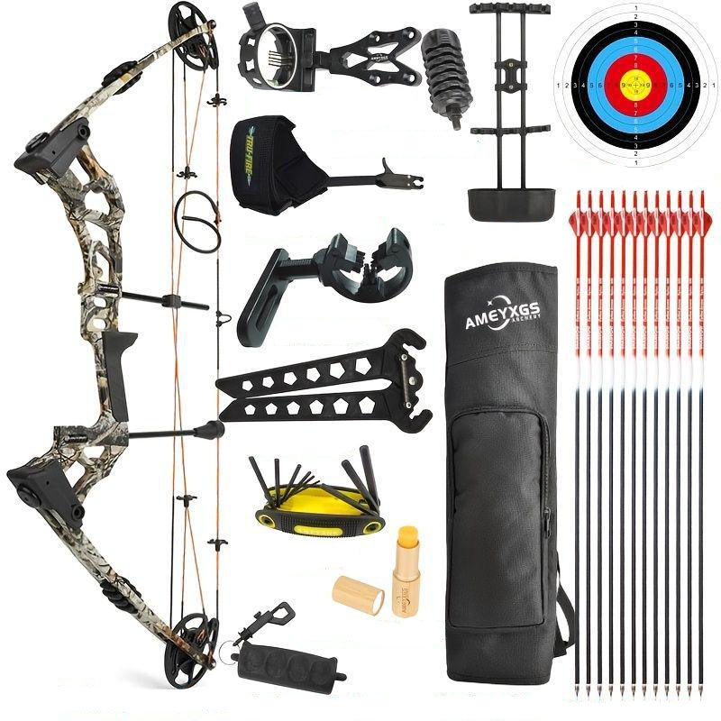 Archery Camouflage Compound Bow Set 0-70lbs Right Hand Hunting