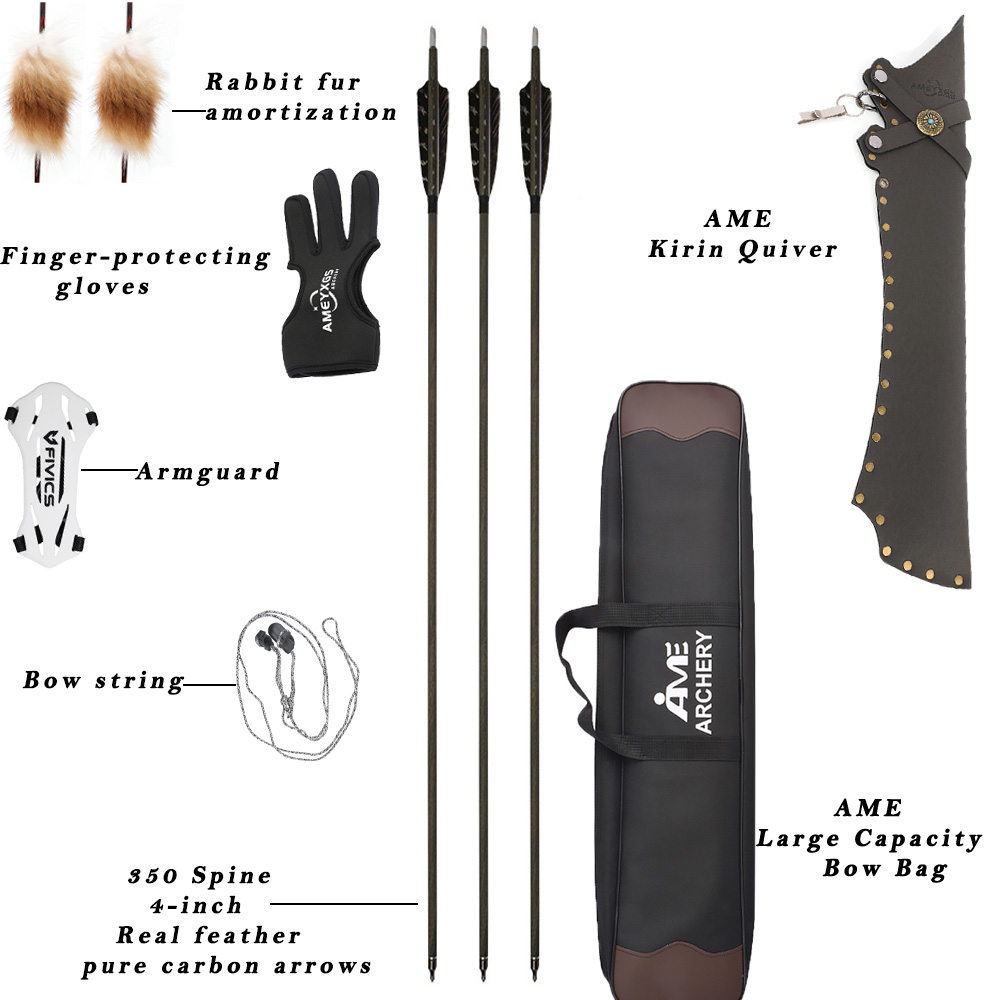 60" Takedown Recurve Bow Wooden Riser Bamboo Limbs