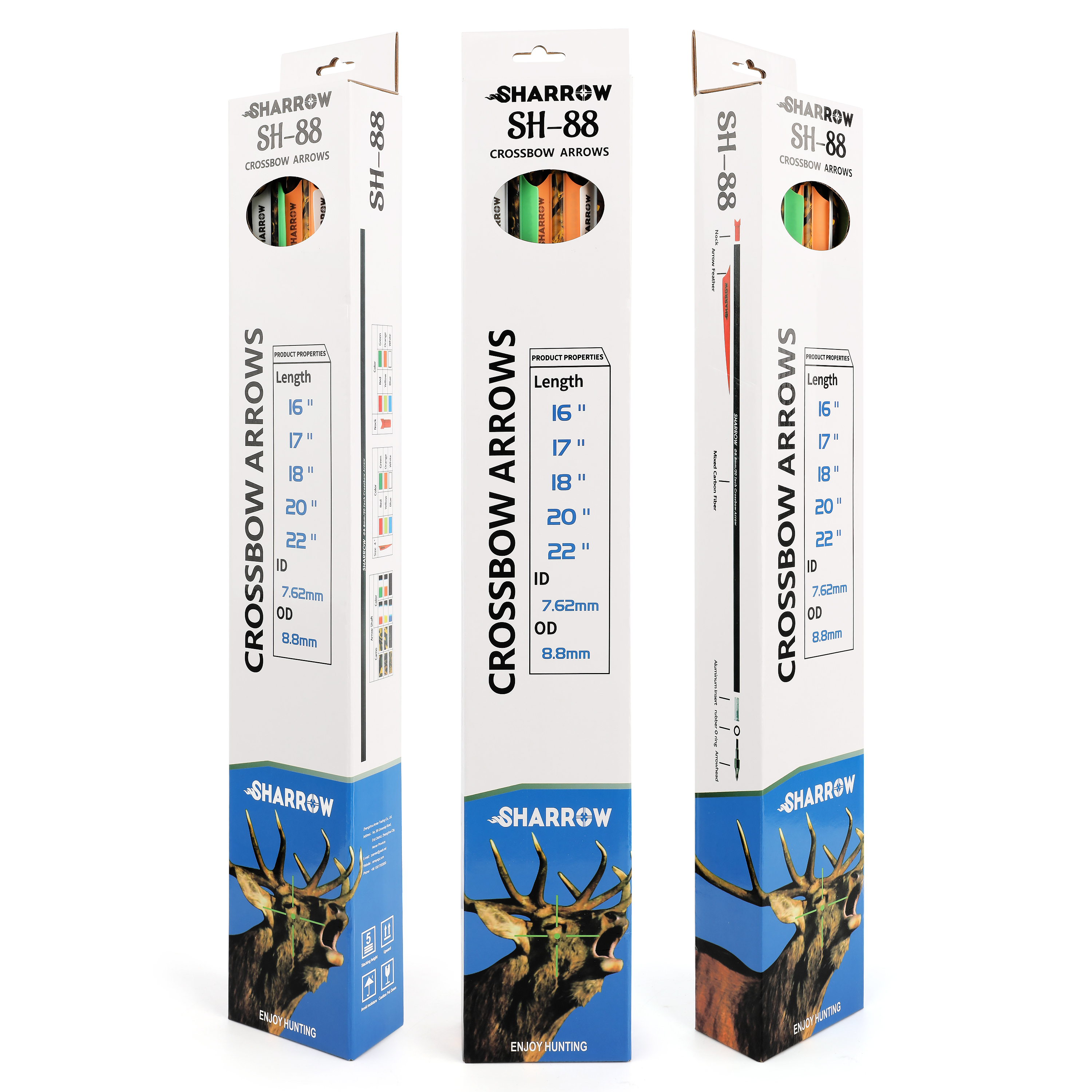 12pcs Hunting Bolts 16"-22" Mixed Carbon Arrows with 125gr Points