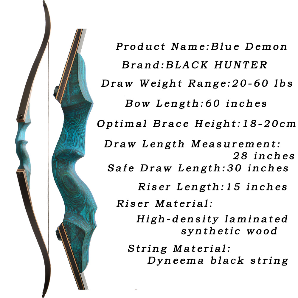 Blue Demon Recurve Bow – Adjustable 20-60lb Hunting & Training