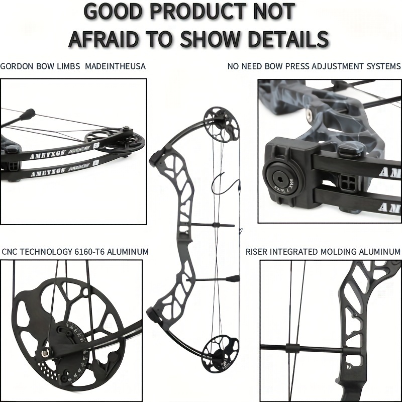 Adjustable 19-70lb Compound Bow – Aluminum Handle, Dual Cam
