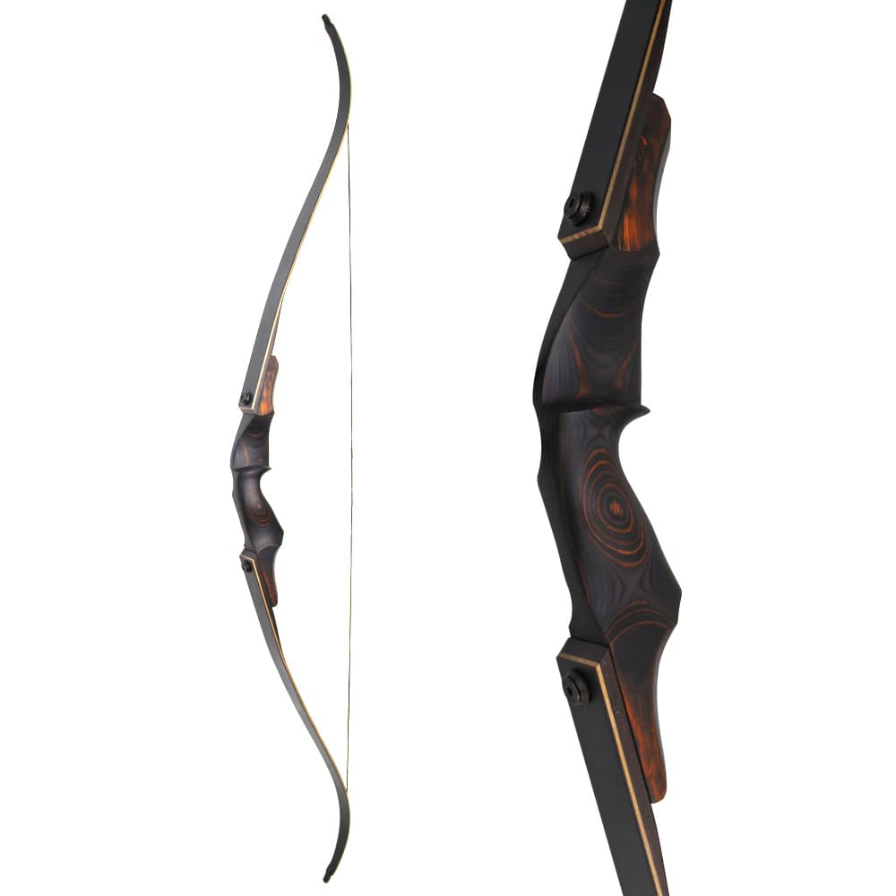 60" Recurve Bow Takedown Wooden Bow Hunting Shooting 25-60lbs