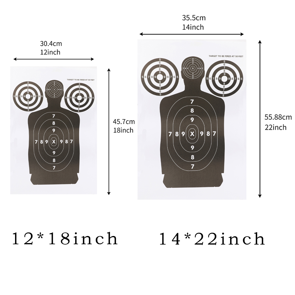 Black Half-Body Shooting Target Paper – 12×18/14×22 Inch
