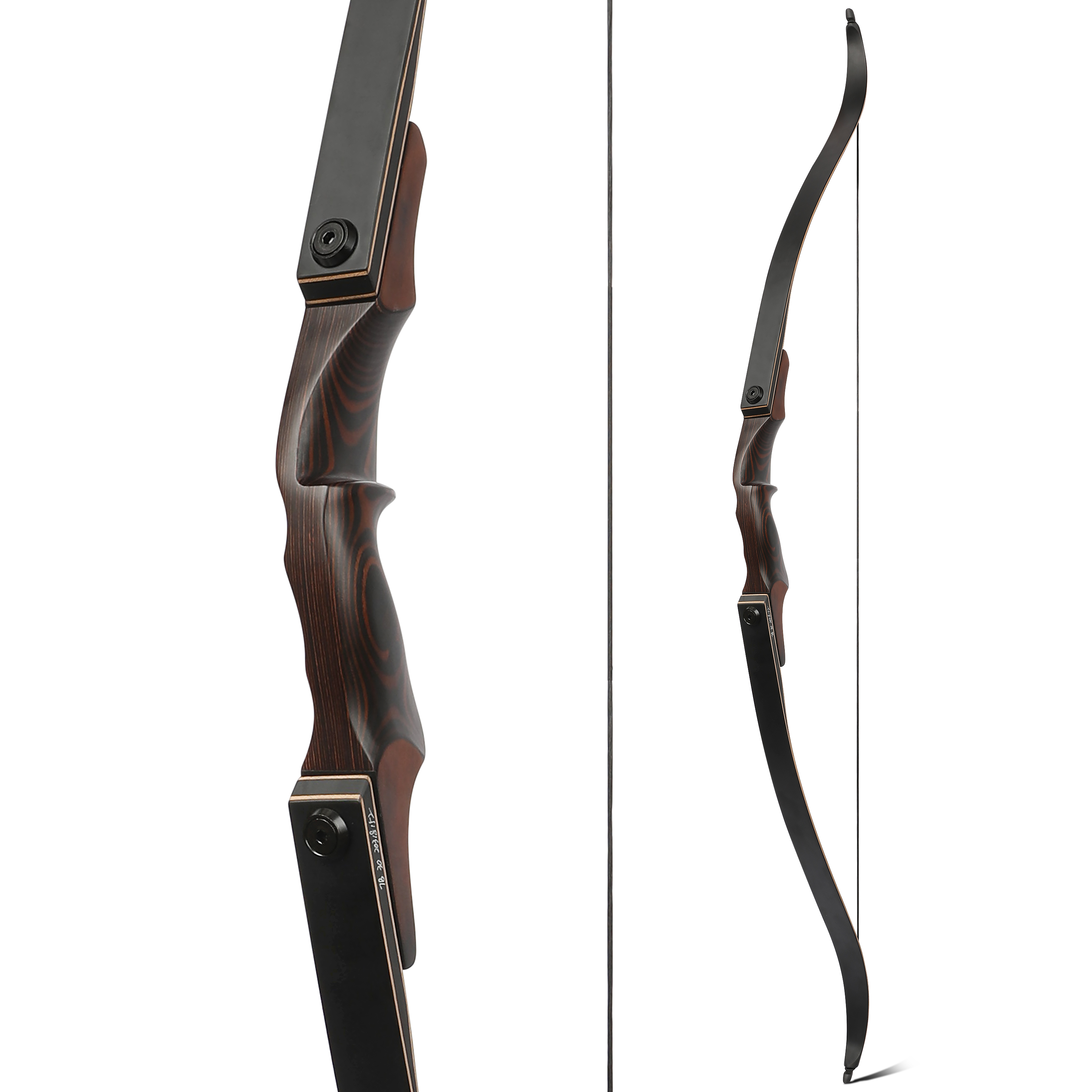 60" Recurve Bow Wooden Riser 25-60lb Takedown Archery American Hunting