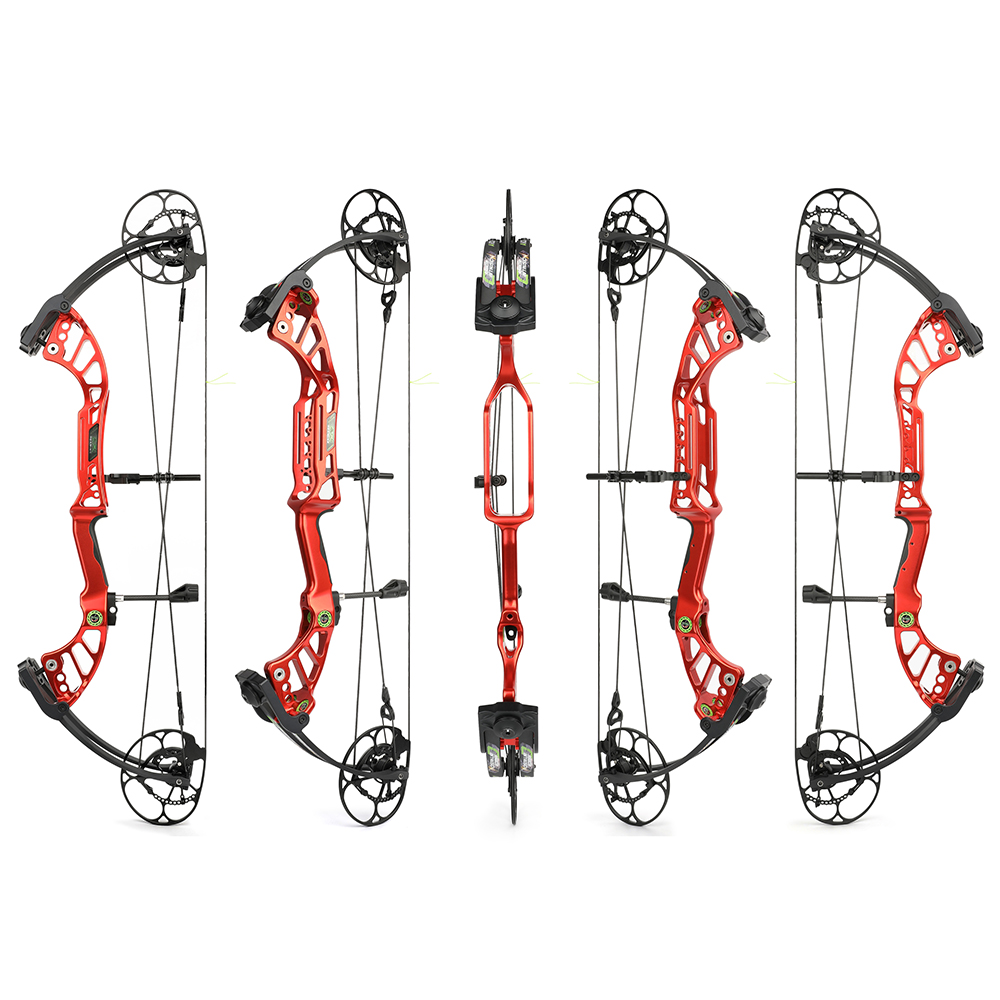 Compound Bow Set 40-75lbs 350FPS Adjustable Red Hunting Kit