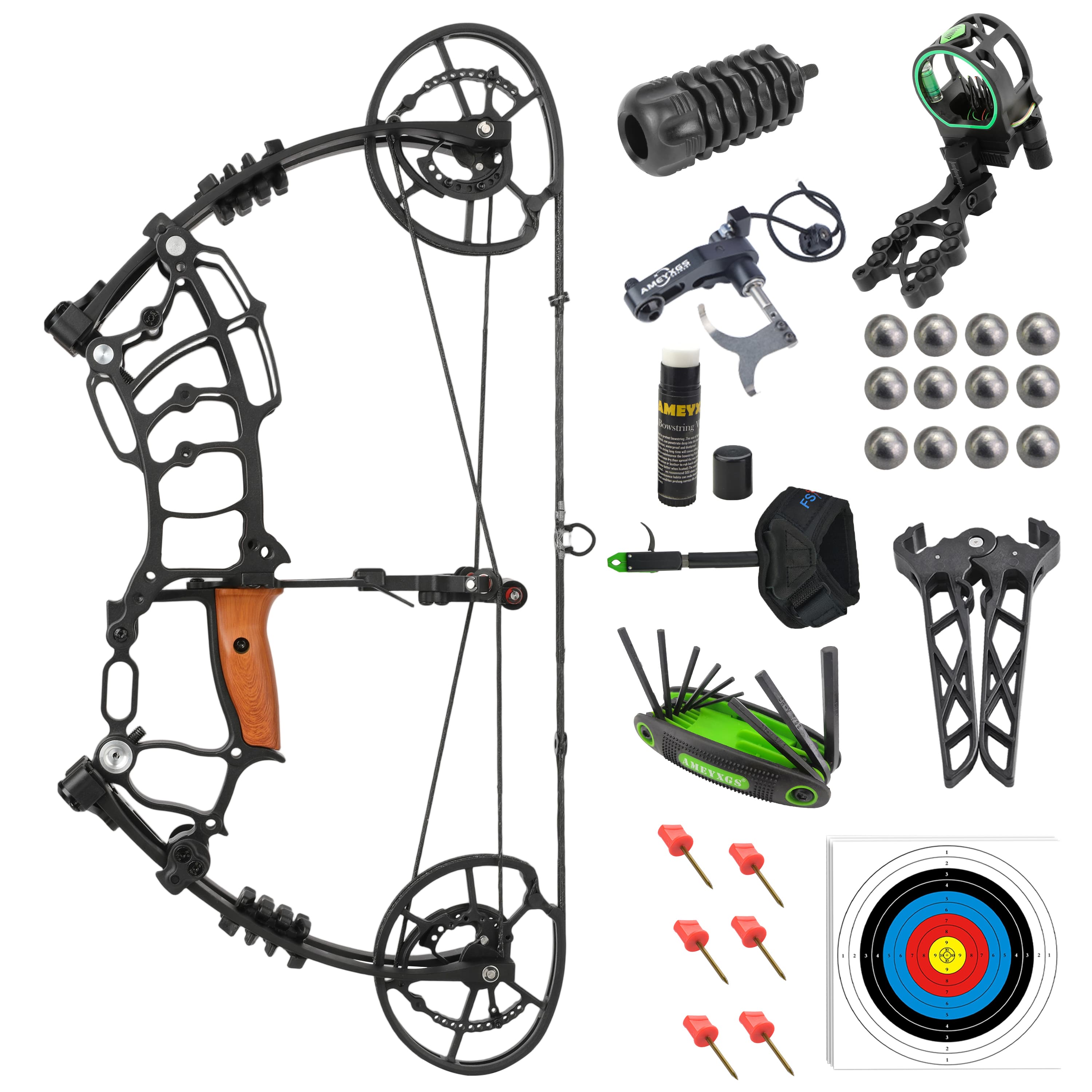 Short Axis Dual-Use Compound Hunting Bow Kit 30–70lbs