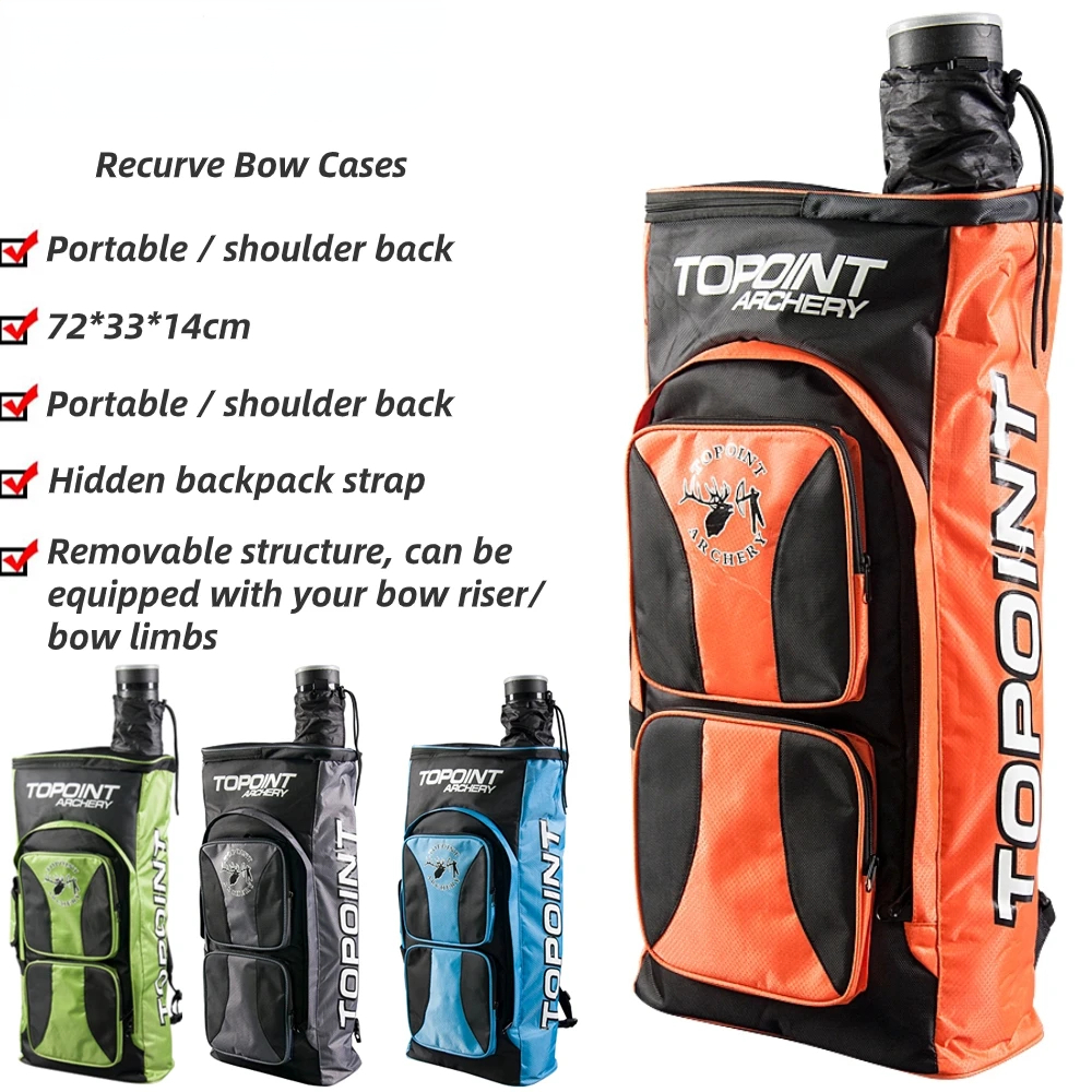 Archery Recurve Bow Bag Portable Takedown Case Portable Backpack with Arrow Quiver Outdoor Handbag Hunting Shooting Accessories