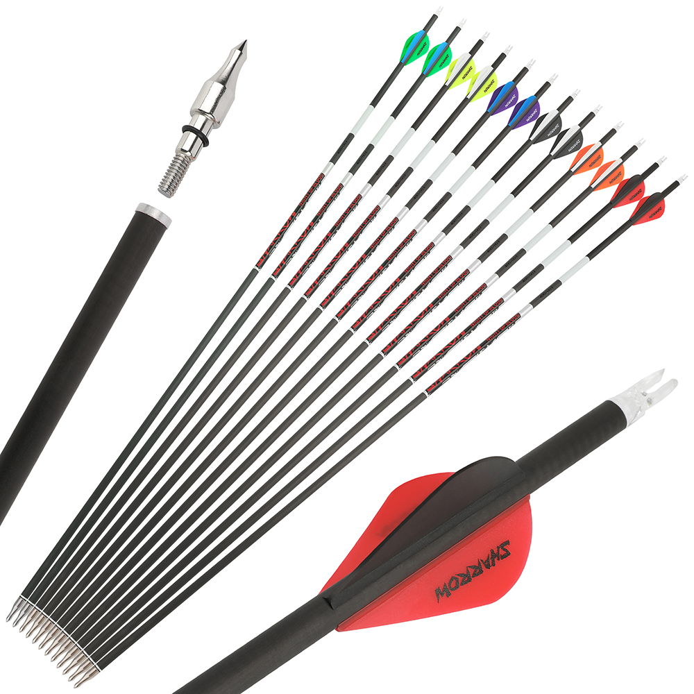 12pcs 31" Carbon Arrows SP300-600 Archery Target Hunting